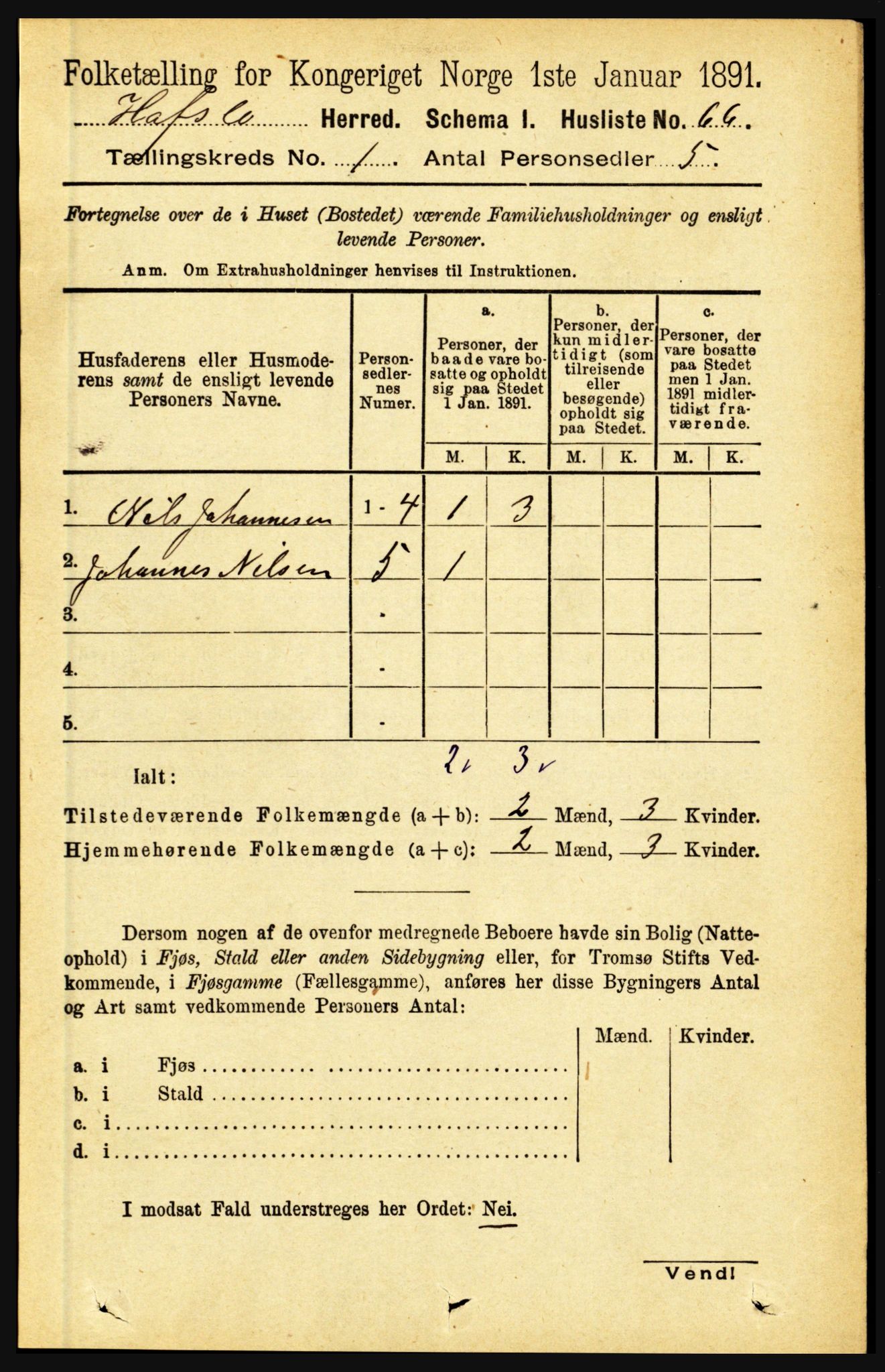 RA, Folketelling 1891 for 1425 Hafslo herred, 1891, s. 95