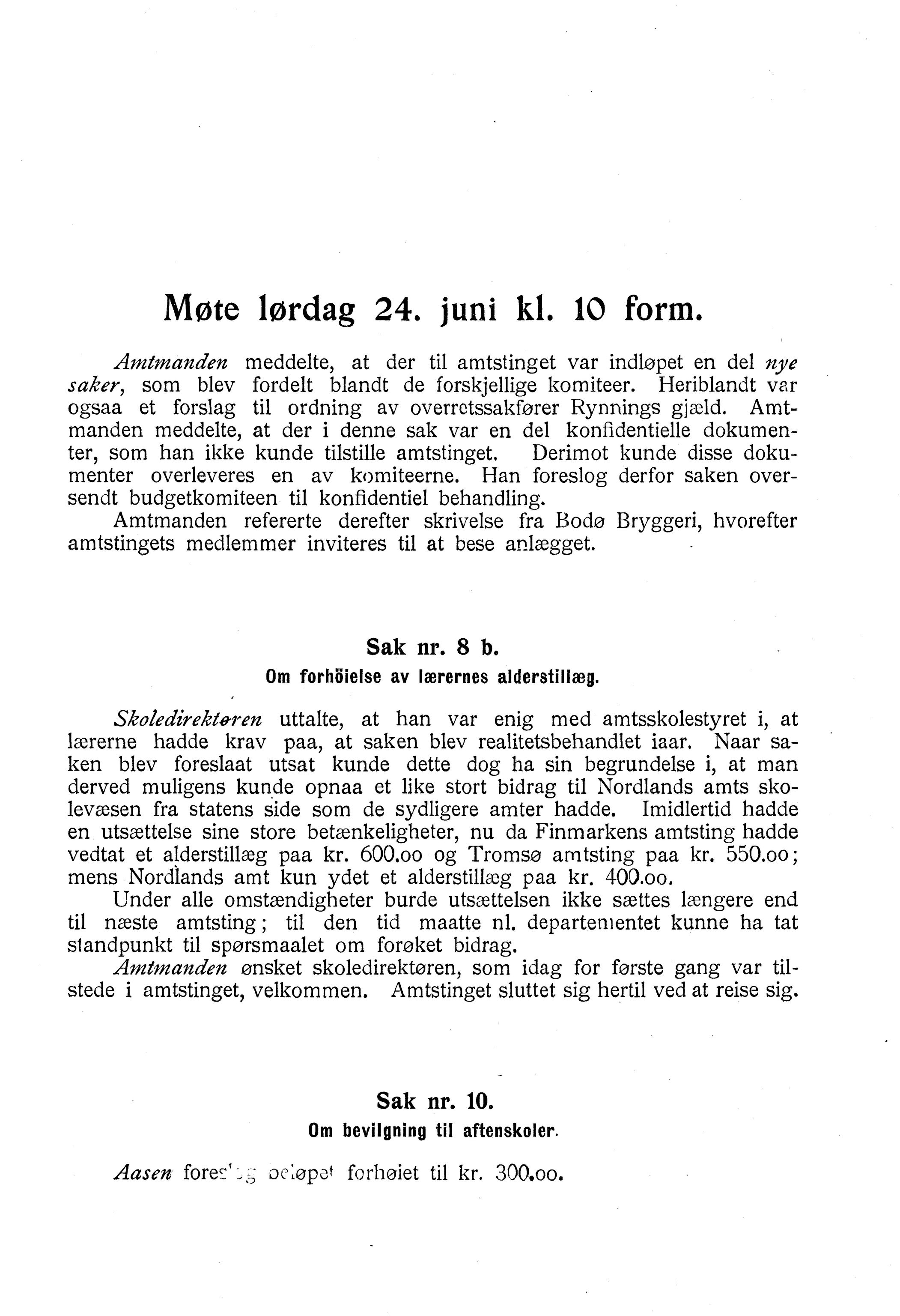 Nordland Fylkeskommune. Fylkestinget, AIN/NFK-17/176/A/Ac/L0034: Fylkestingsforhandlinger 1911, 1911