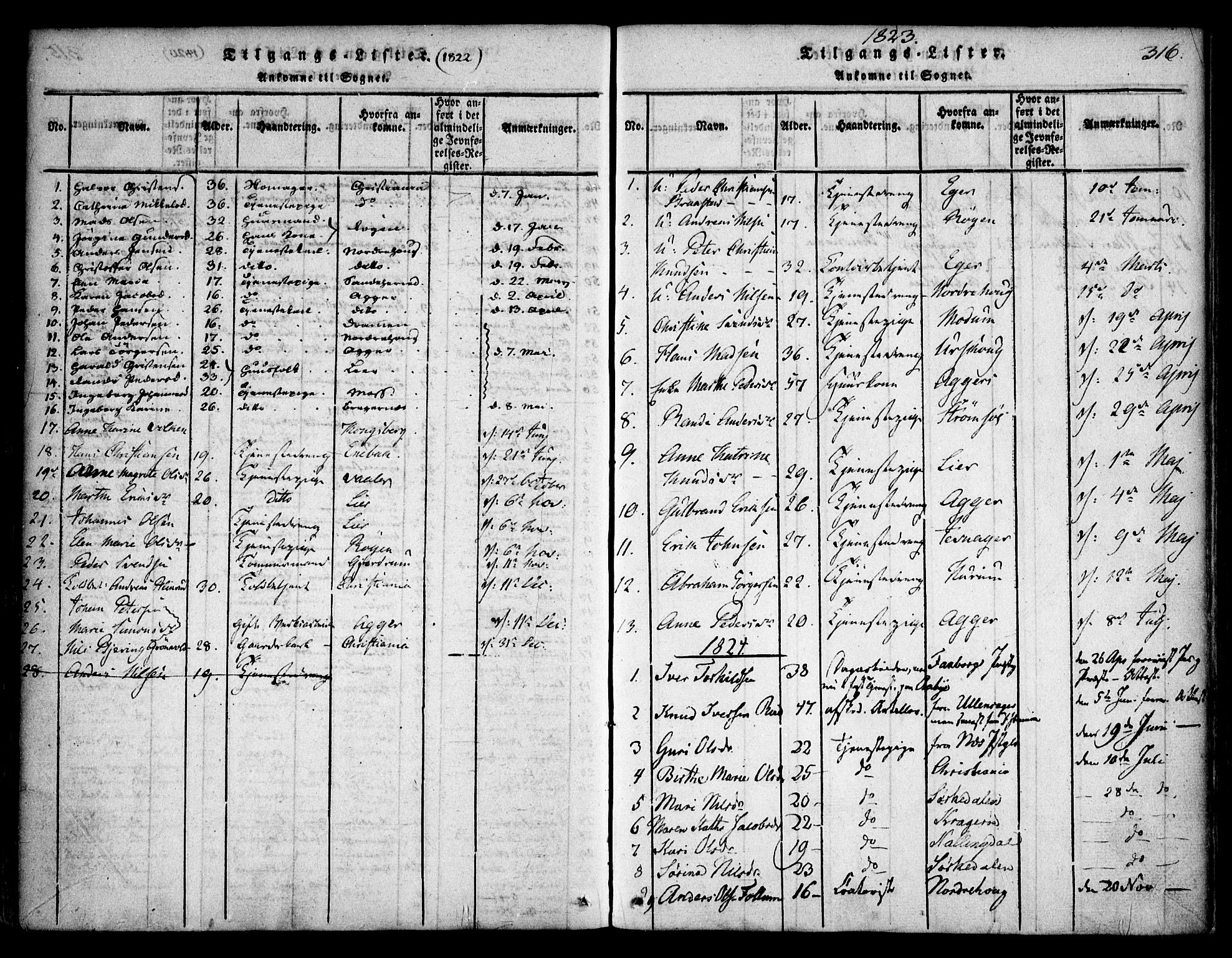 Asker prestekontor Kirkebøker, AV/SAO-A-10256a/F/Fa/L0006: Ministerialbok nr. I 6, 1814-1824, s. 316