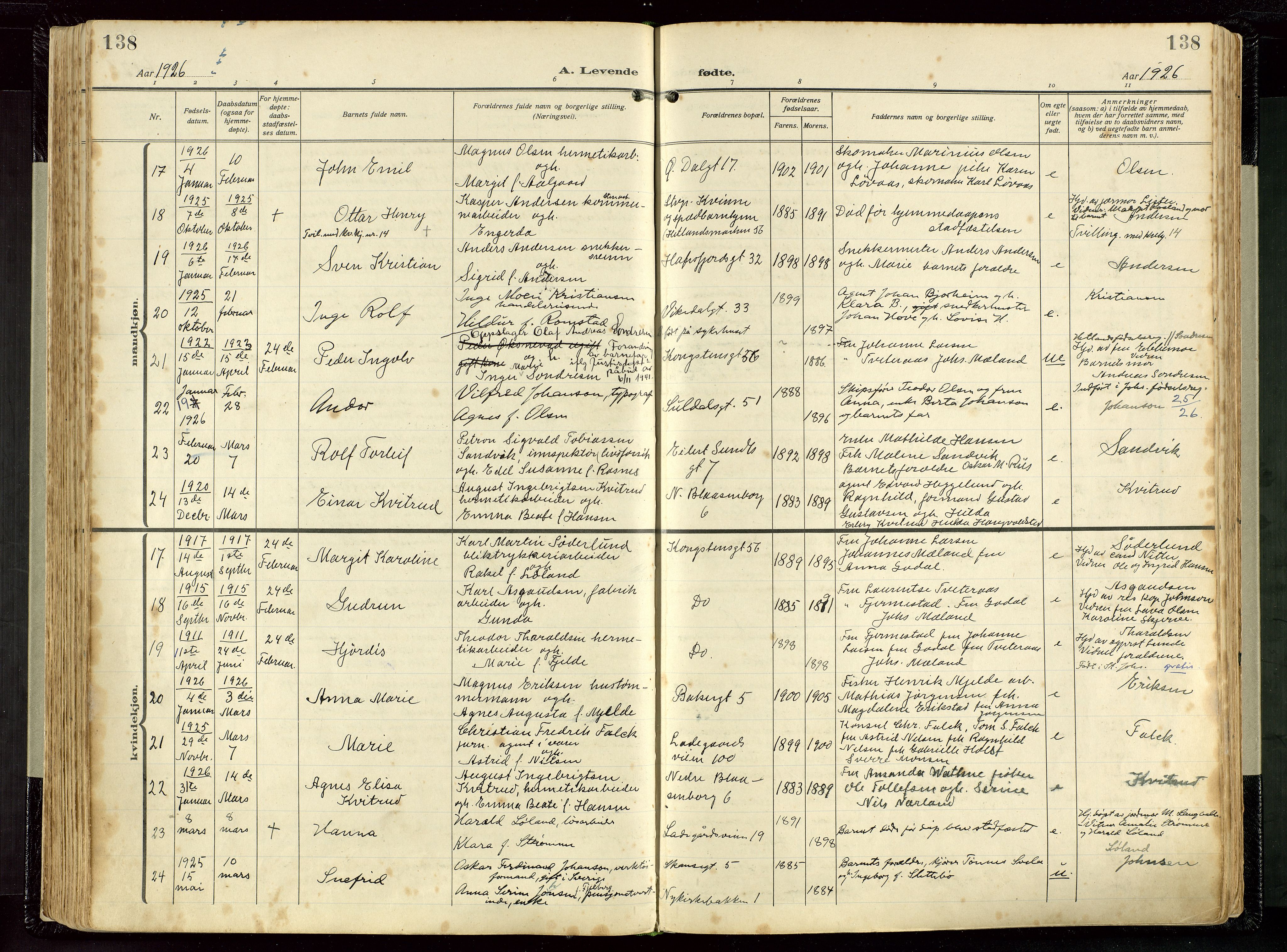 St. Petri sokneprestkontor, AV/SAST-A-101813/002/D/L0001: Ministerialbok nr. A 26, 1918-1937, s. 138