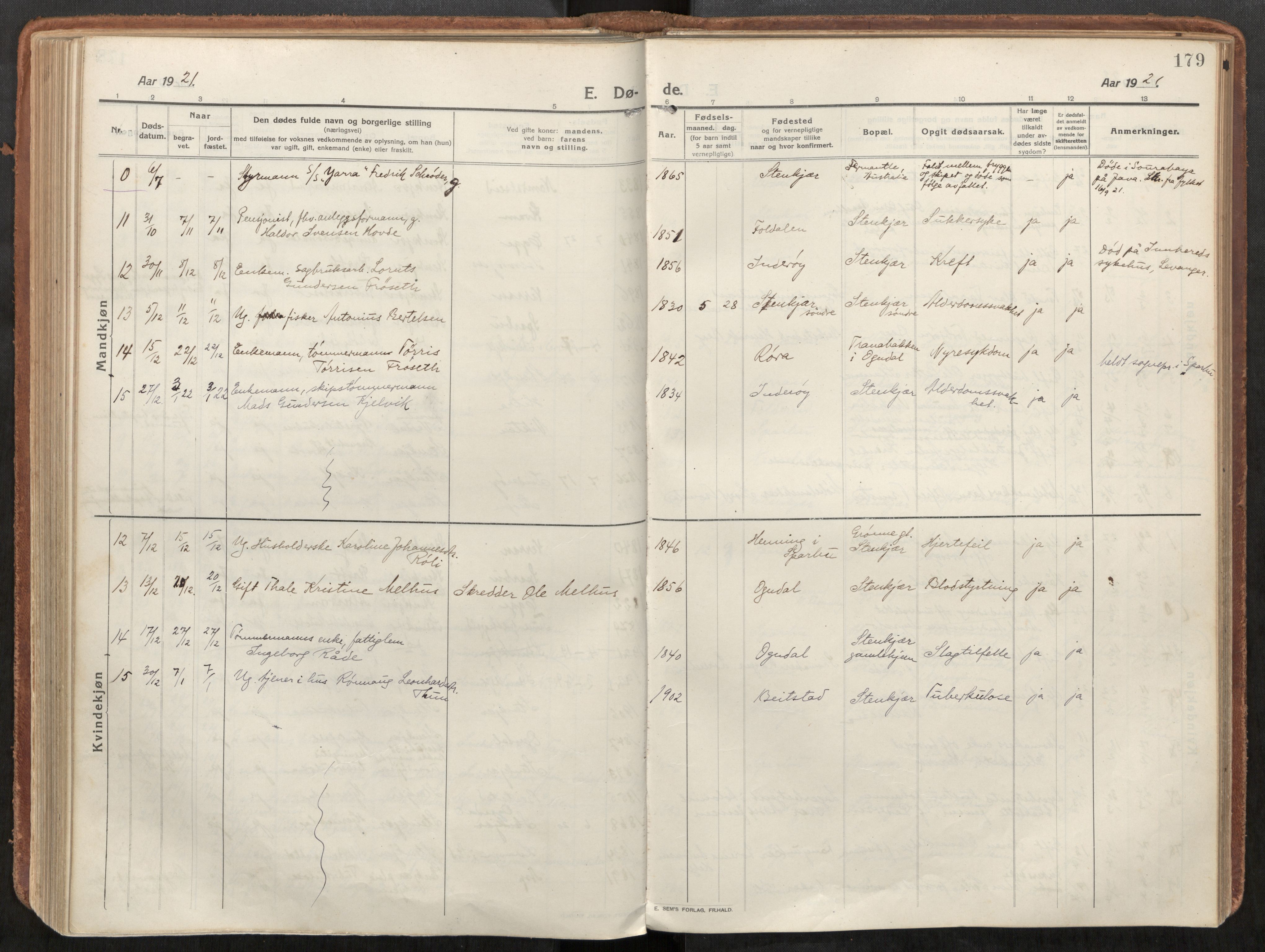 Steinkjer sokneprestkontor, AV/SAT-A-1541/01/H/Ha/Haa/L0003: Ministerialbok nr. 3, 1913-1922, s. 179