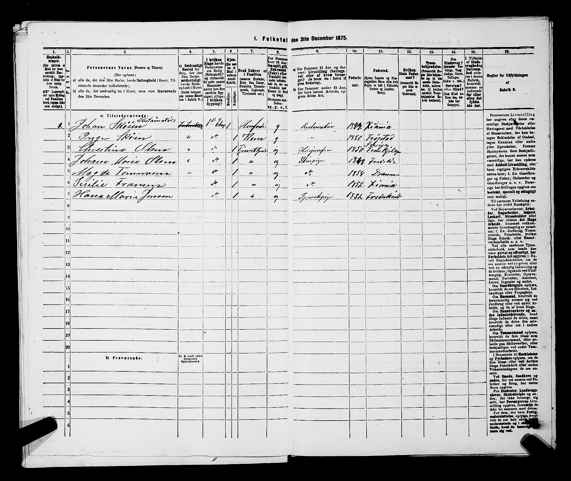 RA, Folketelling 1875 for 0103B Fredrikstad prestegjeld, Fredrikstad kjøpstad, 1875, s. 494