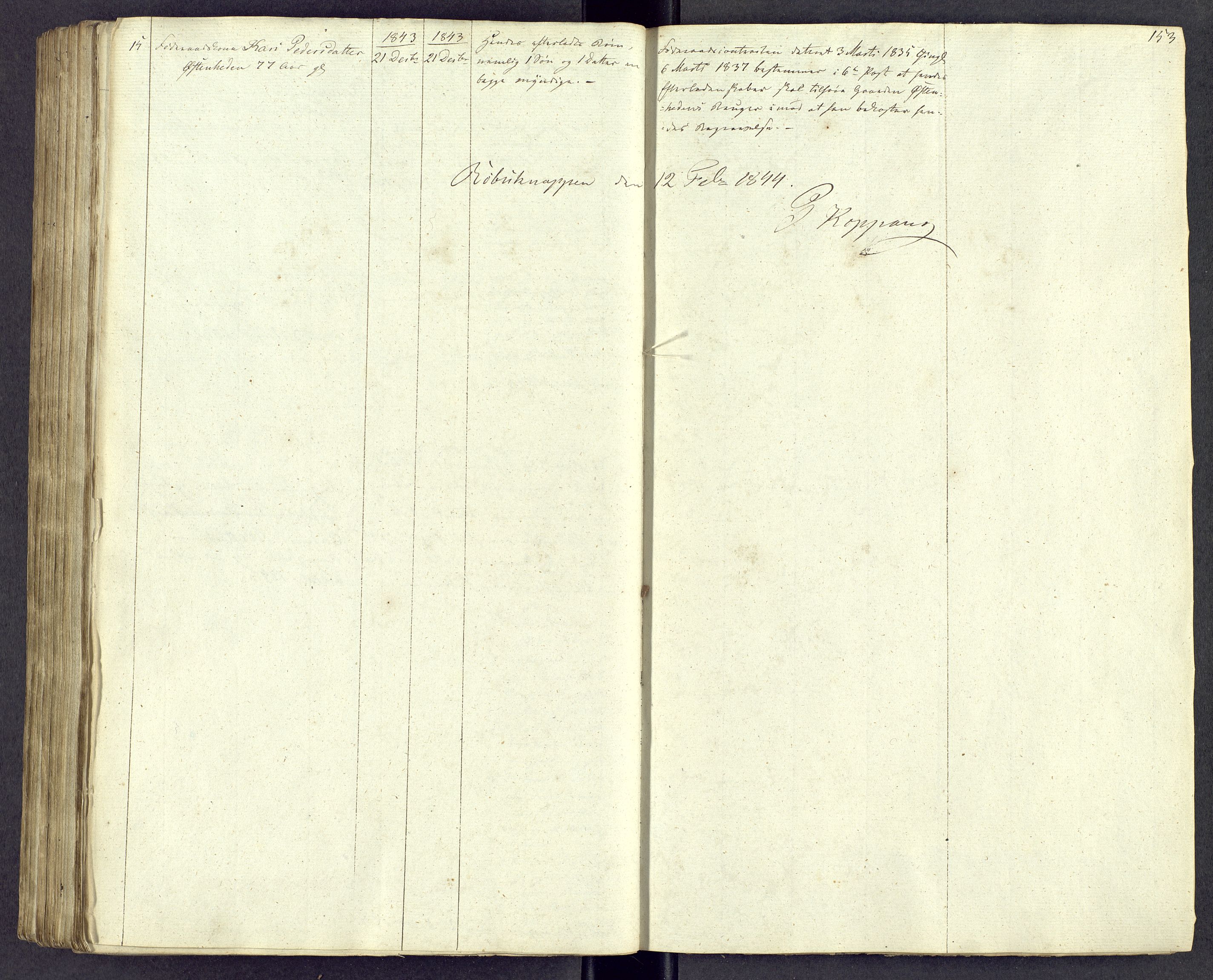 Østerdalen sorenskriveri, AV/SAH-TING-032/J/Jd/L0004: Dødsfallsjournal, 1834-1843, s. 153