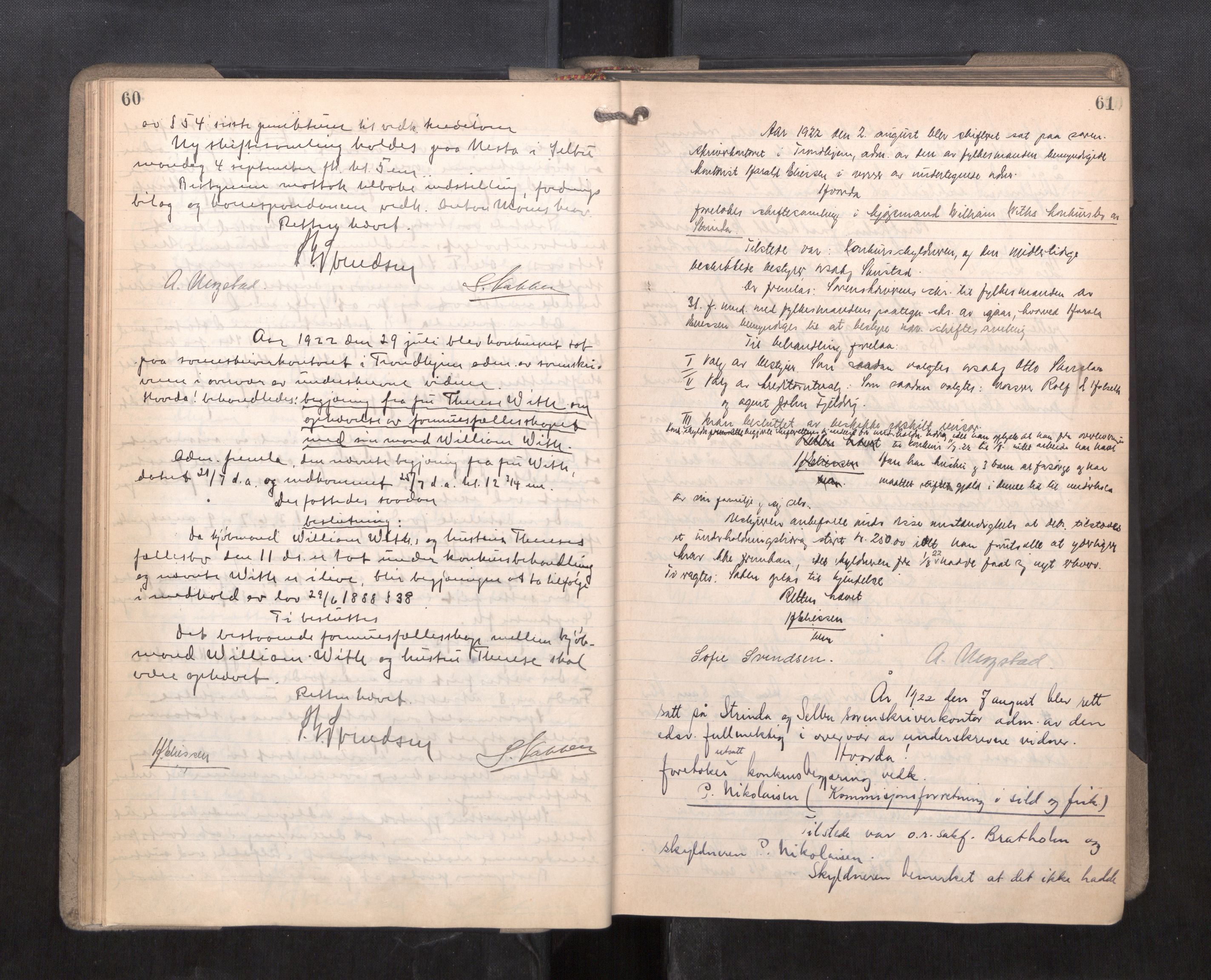 Strinda og Selbu sorenskriveri, AV/SAT-A-0015/3/3B/L0014: Skifteforhandlingsprot. 14, 1922-1924, s. 60-61