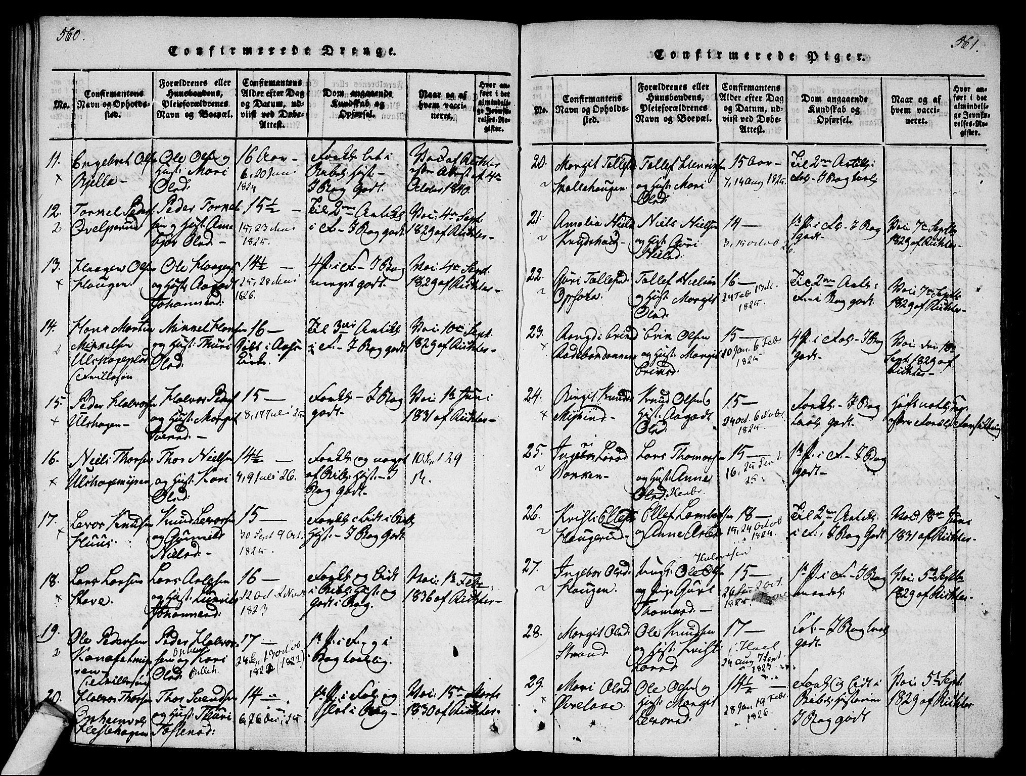 Ål kirkebøker, AV/SAKO-A-249/F/Fa/L0004: Ministerialbok nr. I 4, 1815-1825, s. 560-561