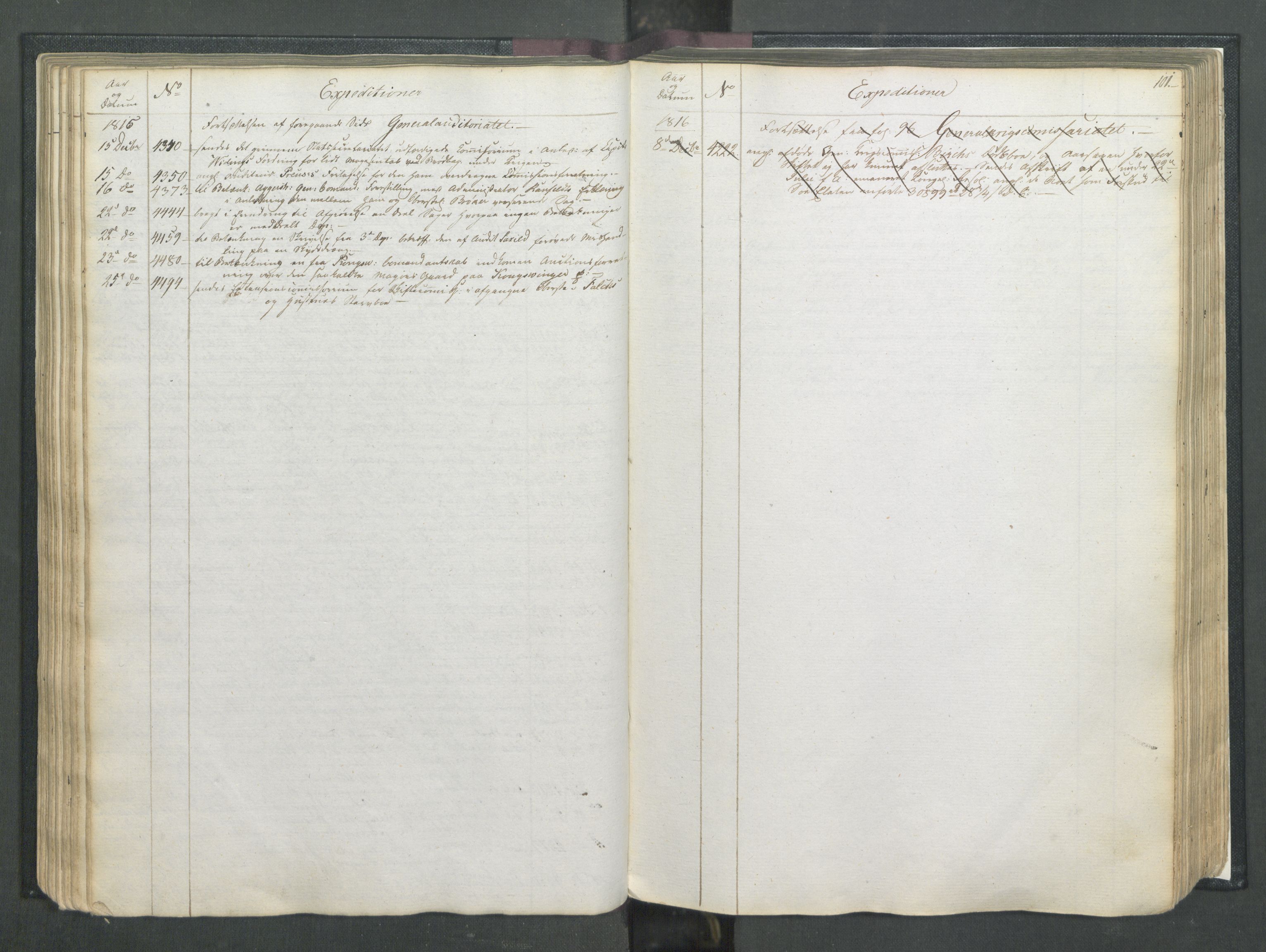 Armédepartementet, RA/RAFA-3493/C/Ca/L0007: 6. Departements Register, 1815, s. 101