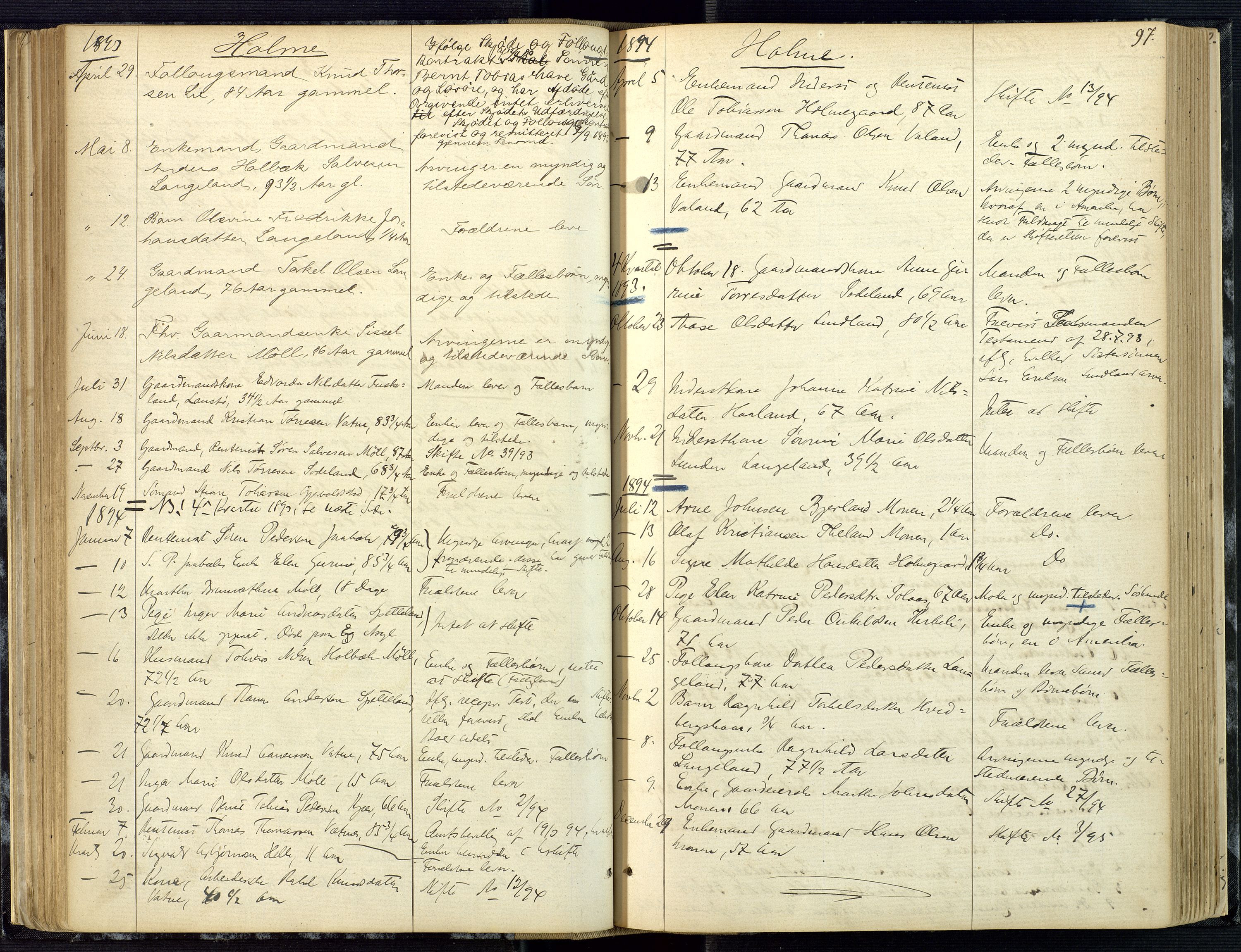 Mandal sorenskriveri, AV/SAK-1221-0005/001/H/Ha/L0001: Dødsfall hele sorenskriveriet nr A1, 1862-1901, s. 96b-97a