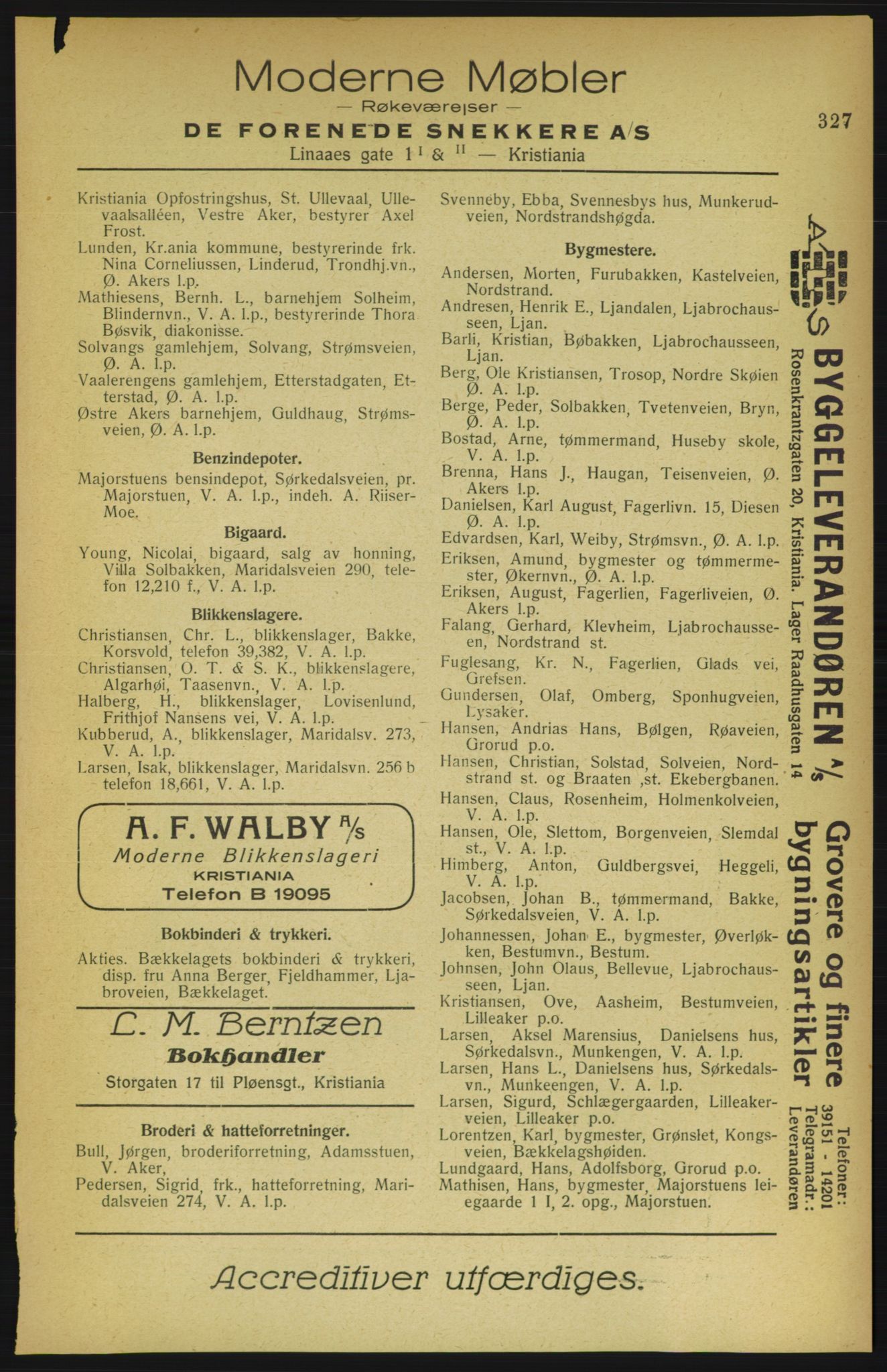Aker adressebok/adressekalender, PUBL/001/A/002: Akers adressekalender, 1922, s. 327