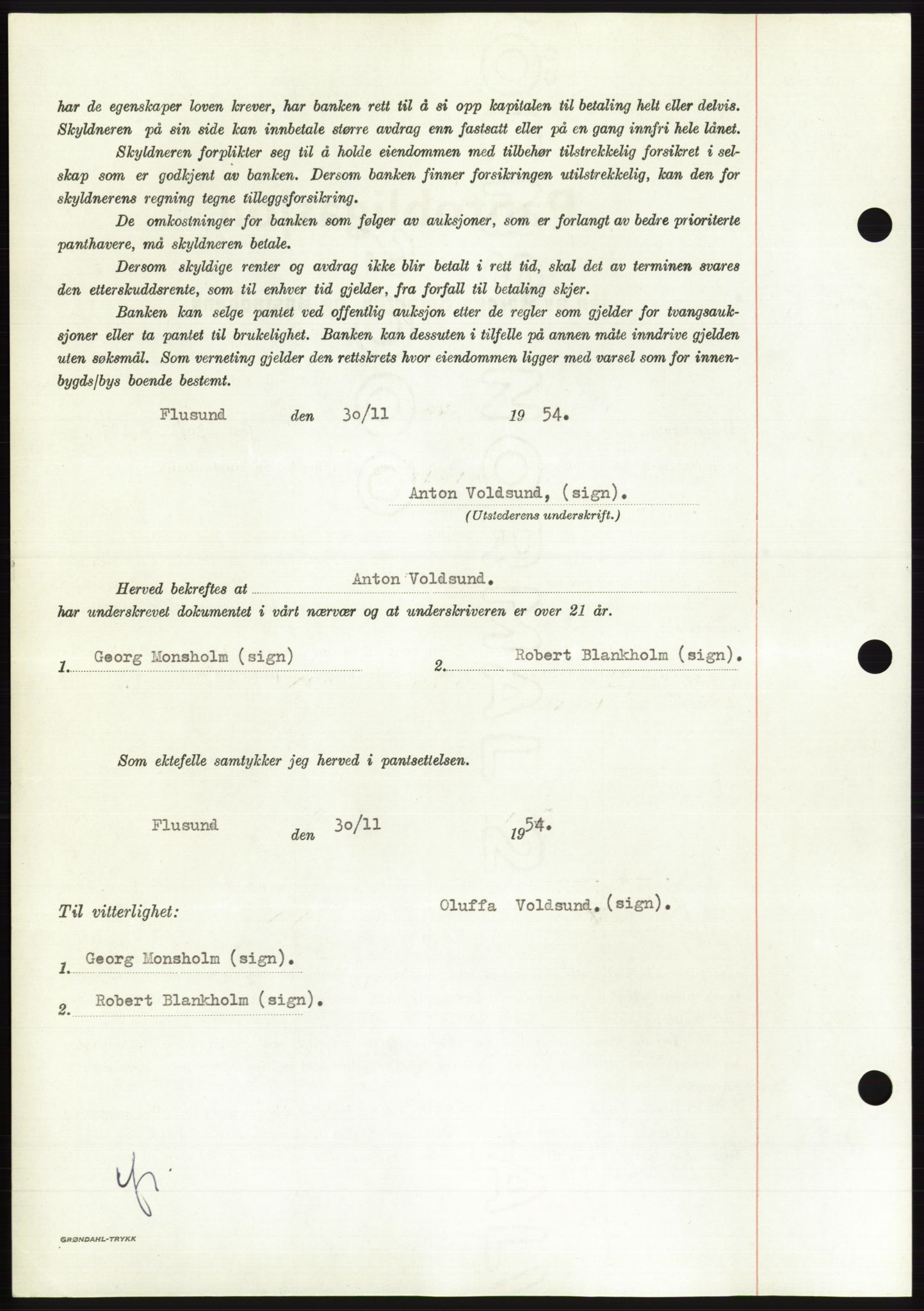 Søre Sunnmøre sorenskriveri, AV/SAT-A-4122/1/2/2C/L0126: Pantebok nr. 14B, 1954-1955, Dagboknr: 3222/1954