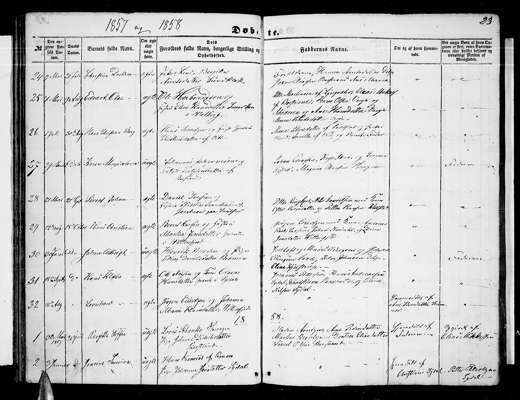 Ministerialprotokoller, klokkerbøker og fødselsregistre - Nordland, SAT/A-1459/876/L1102: Klokkerbok nr. 876C01, 1852-1886, s. 23