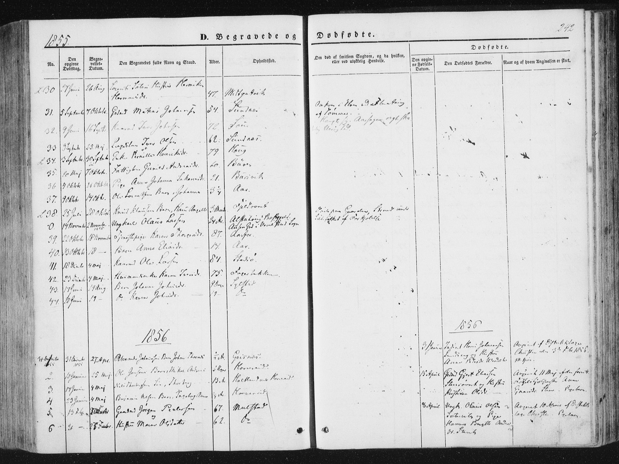 Ministerialprotokoller, klokkerbøker og fødselsregistre - Nord-Trøndelag, SAT/A-1458/780/L0640: Ministerialbok nr. 780A05, 1845-1856, s. 242