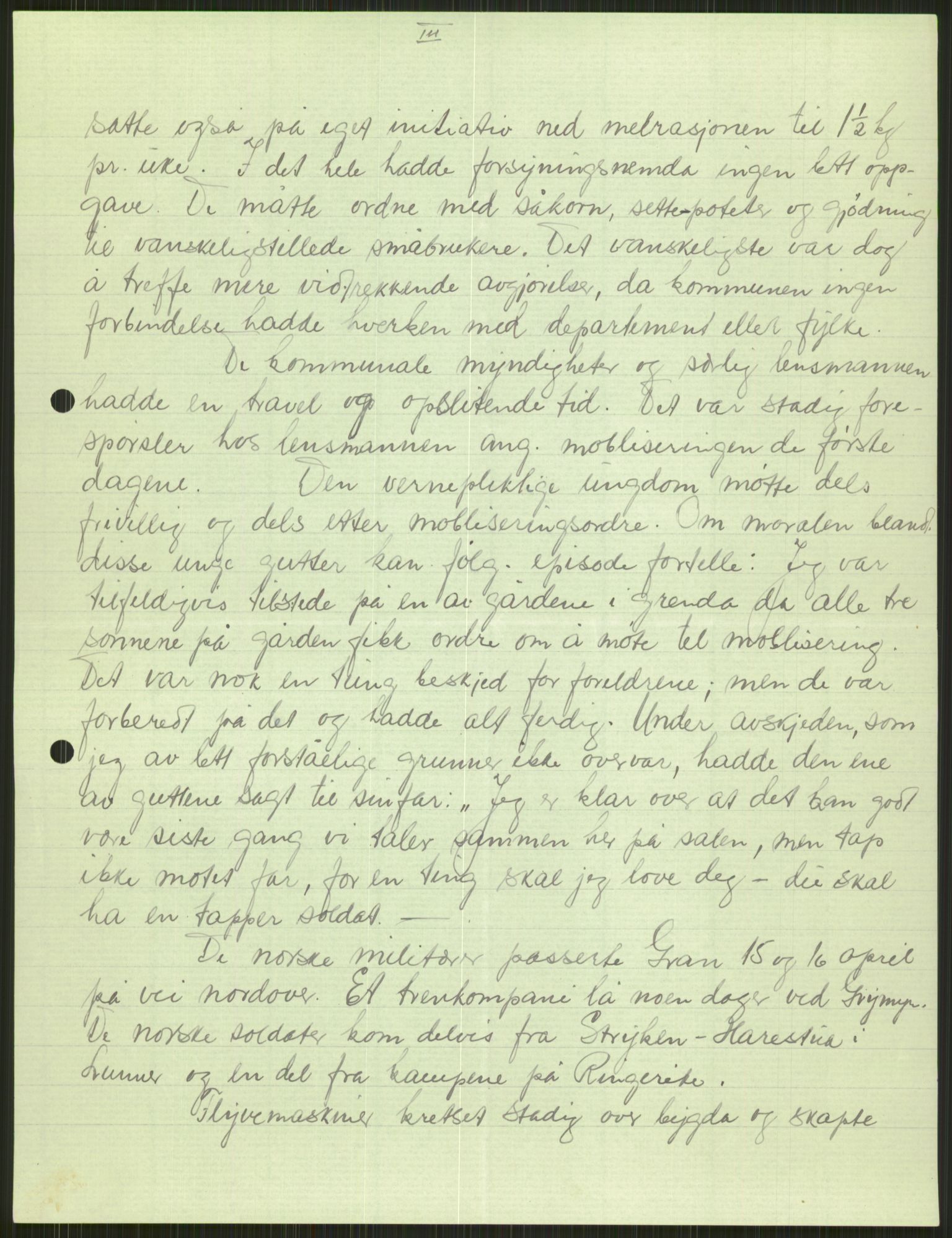 Forsvaret, Forsvarets krigshistoriske avdeling, AV/RA-RAFA-2017/Y/Ya/L0014: II-C-11-31 - Fylkesmenn.  Rapporter om krigsbegivenhetene 1940., 1940, s. 175