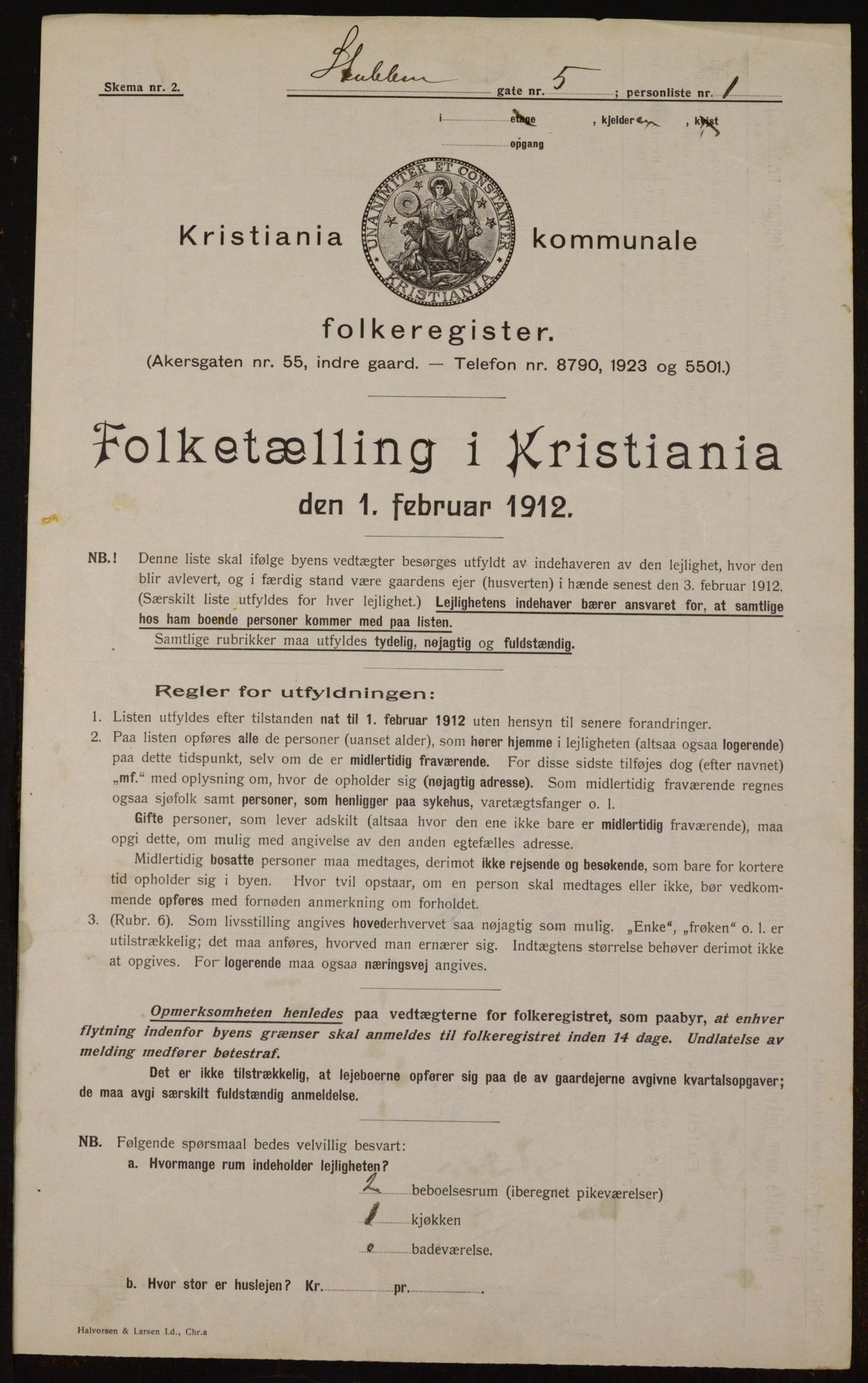 OBA, Kommunal folketelling 1.2.1912 for Kristiania, 1912, s. 104526