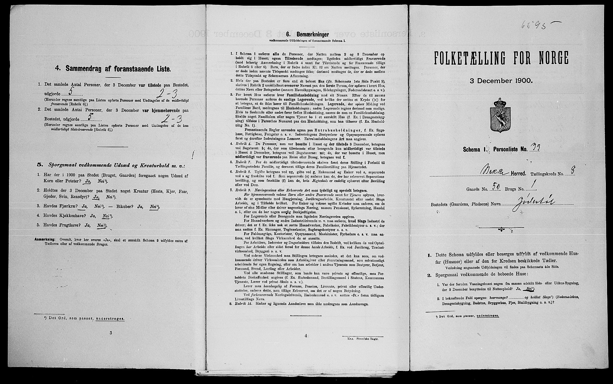 SAK, Folketelling 1900 for 1045 Bakke herred, 1900, s. 465