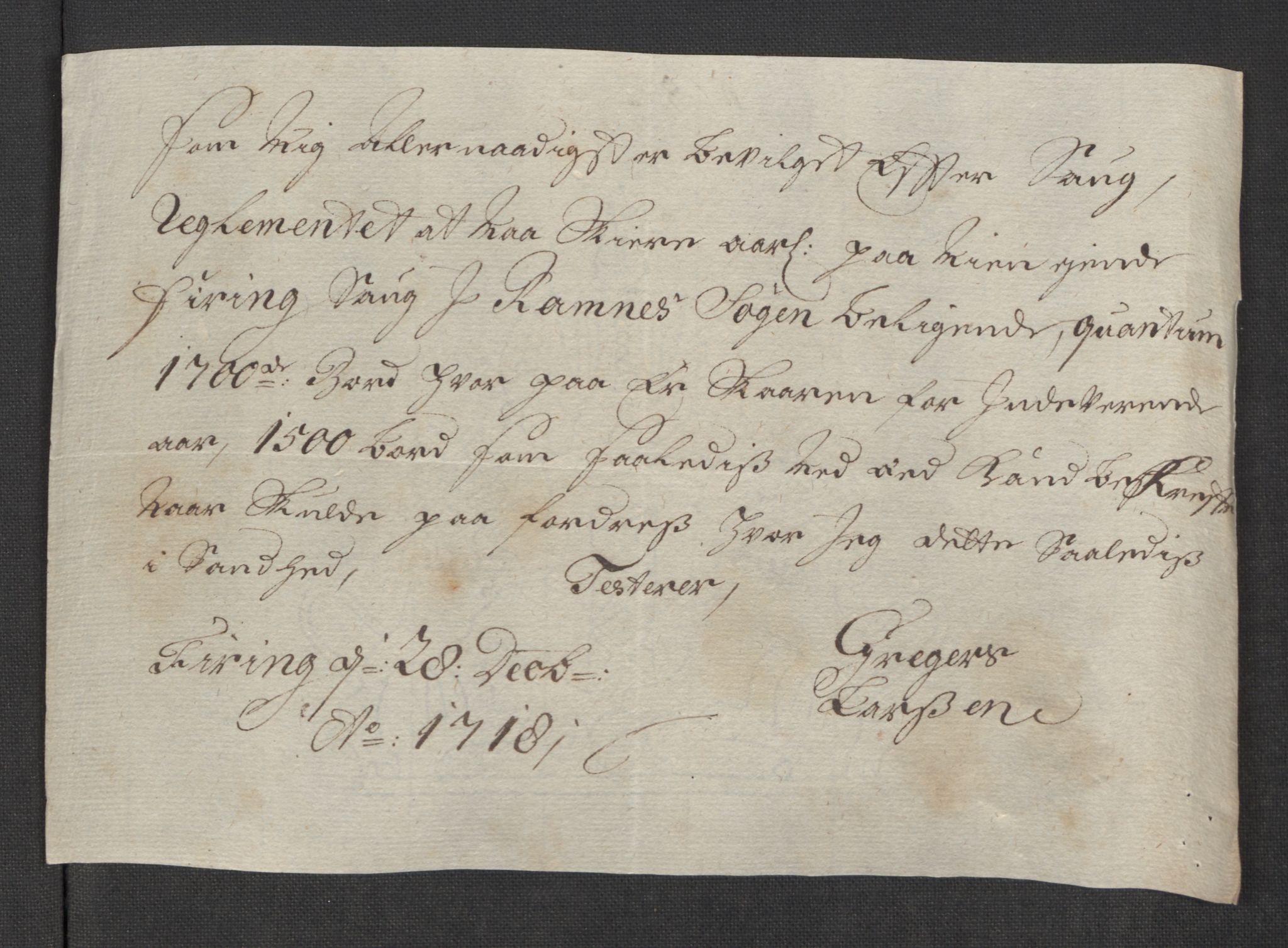 Rentekammeret inntil 1814, Reviderte regnskaper, Fogderegnskap, AV/RA-EA-4092/R32/L1882: Fogderegnskap Jarlsberg grevskap, 1718, s. 176