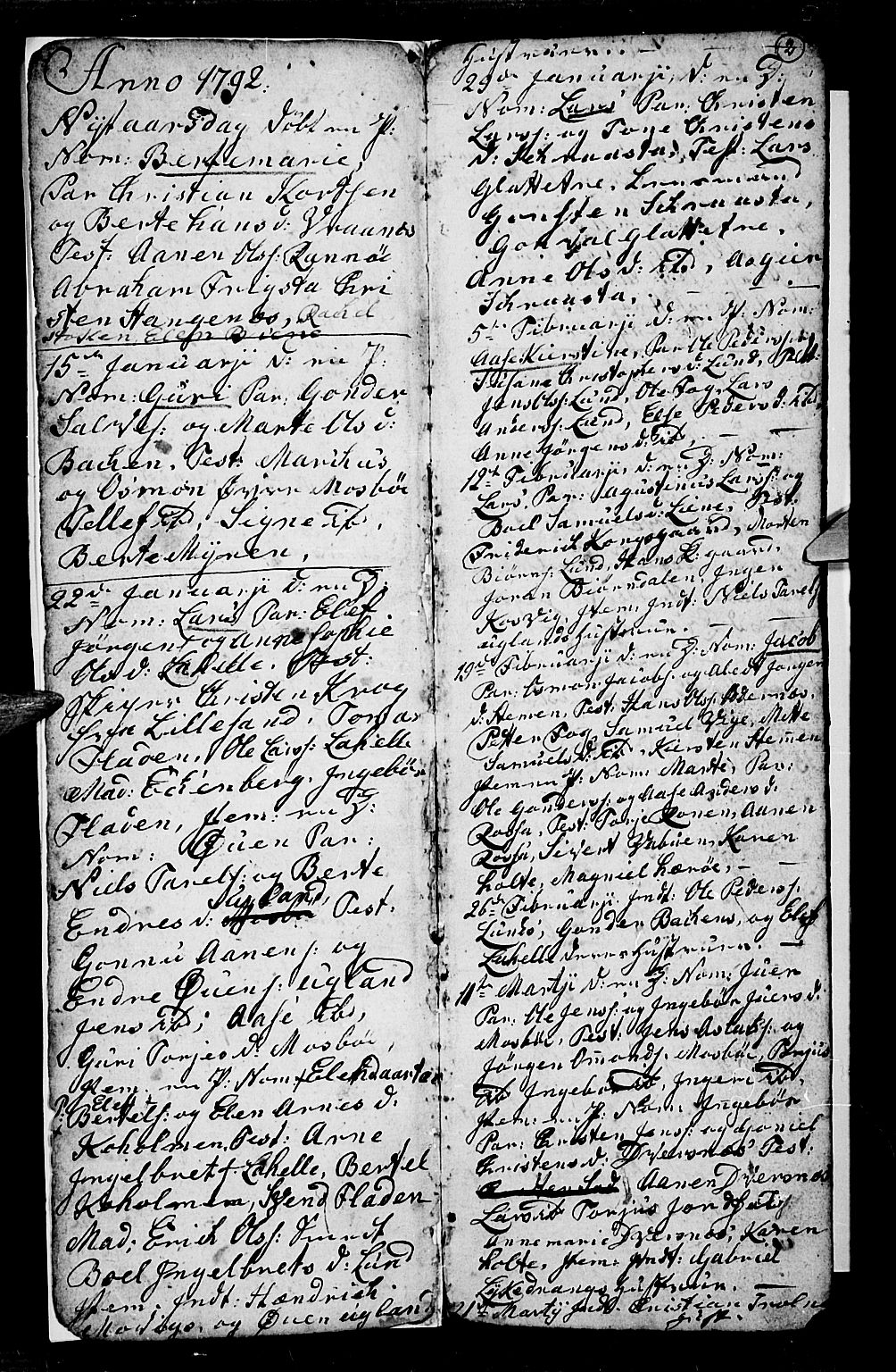 Oddernes sokneprestkontor, SAK/1111-0033/F/Fb/Fba/L0002: Klokkerbok nr. B 2, 1791-1806, s. 2