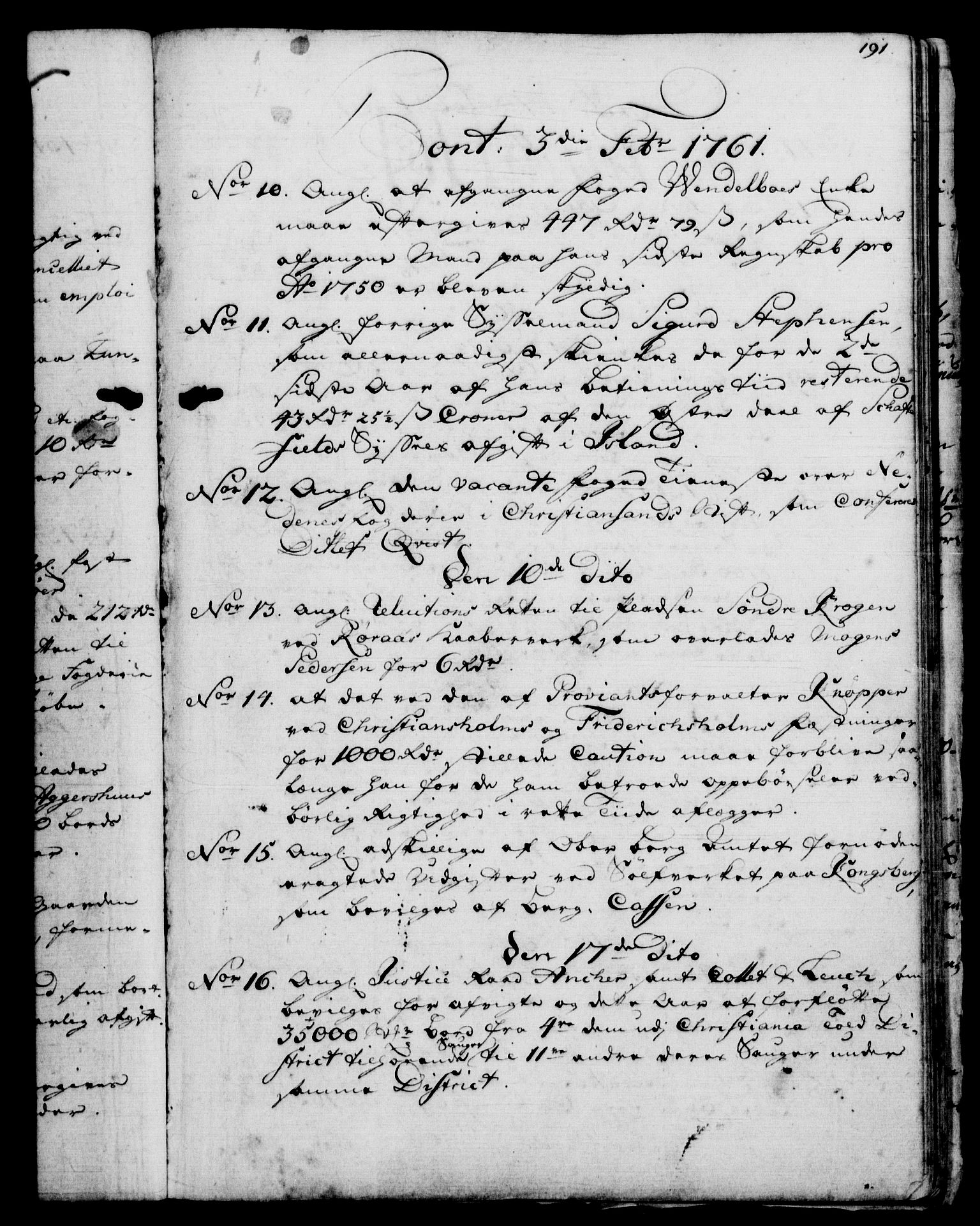 Rentekammeret, Kammerkanselliet, RA/EA-3111/G/Gf/Gfb/L0006: Register til norske relasjons- og resolusjonsprotokoller (merket RK 52.101), 1755-1765, s. 191