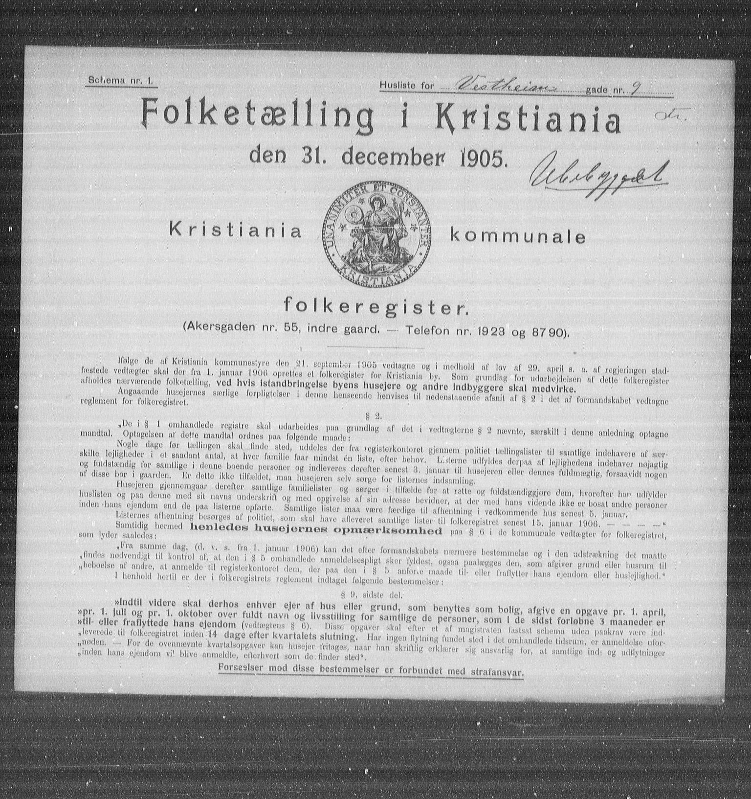 OBA, Kommunal folketelling 31.12.1905 for Kristiania kjøpstad, 1905, s. 64401