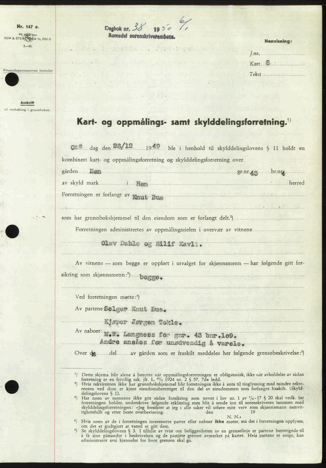 Romsdal sorenskriveri, SAT/A-4149/1/2/2C: Pantebok nr. A32, 1950-1950, Dagboknr: 38/1950