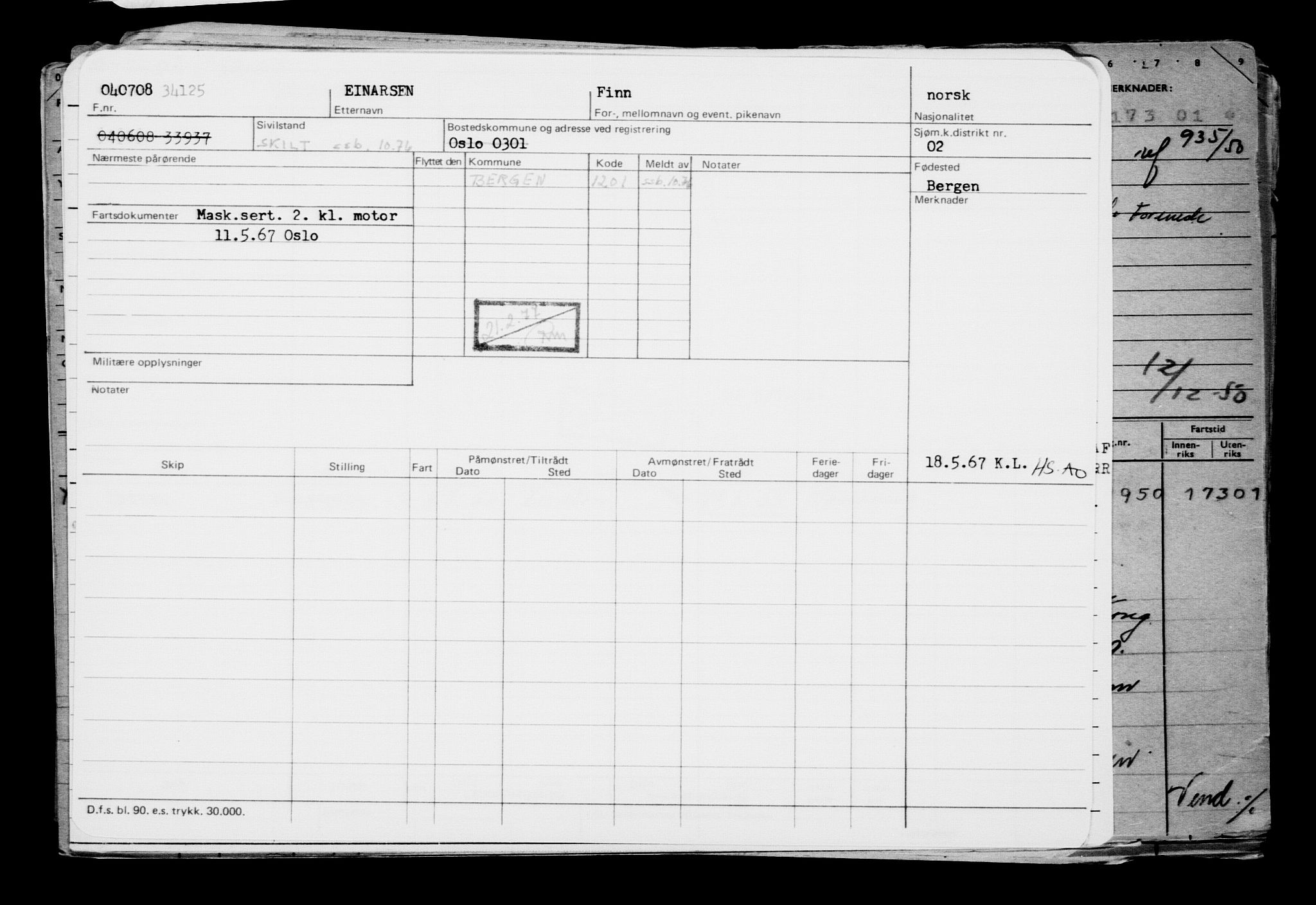 Direktoratet for sjømenn, RA/S-3545/G/Gb/L0078: Hovedkort, 1908, s. 32