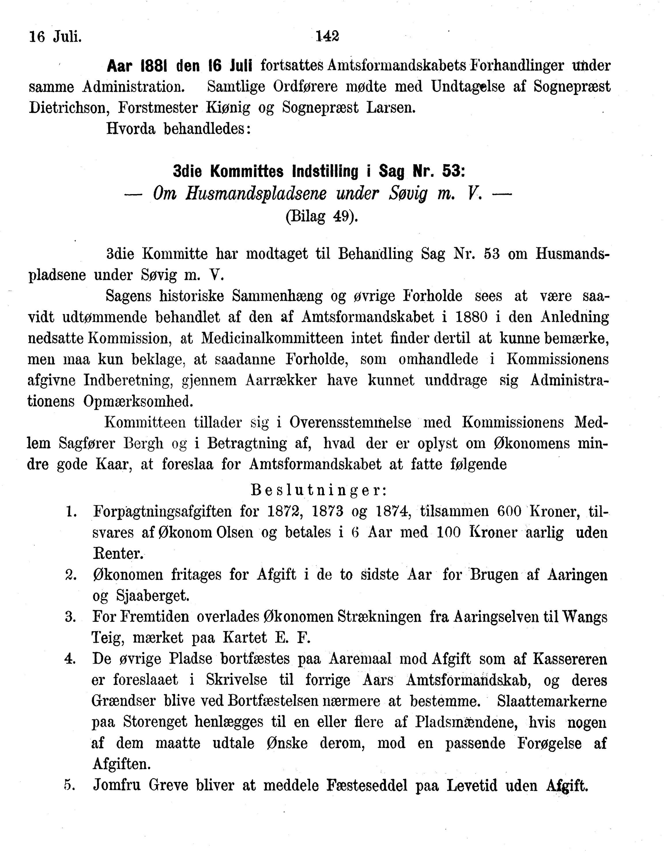 Nordland Fylkeskommune. Fylkestinget, AIN/NFK-17/176/A/Ac/L0014: Fylkestingsforhandlinger 1881-1885, 1881-1885, s. 142