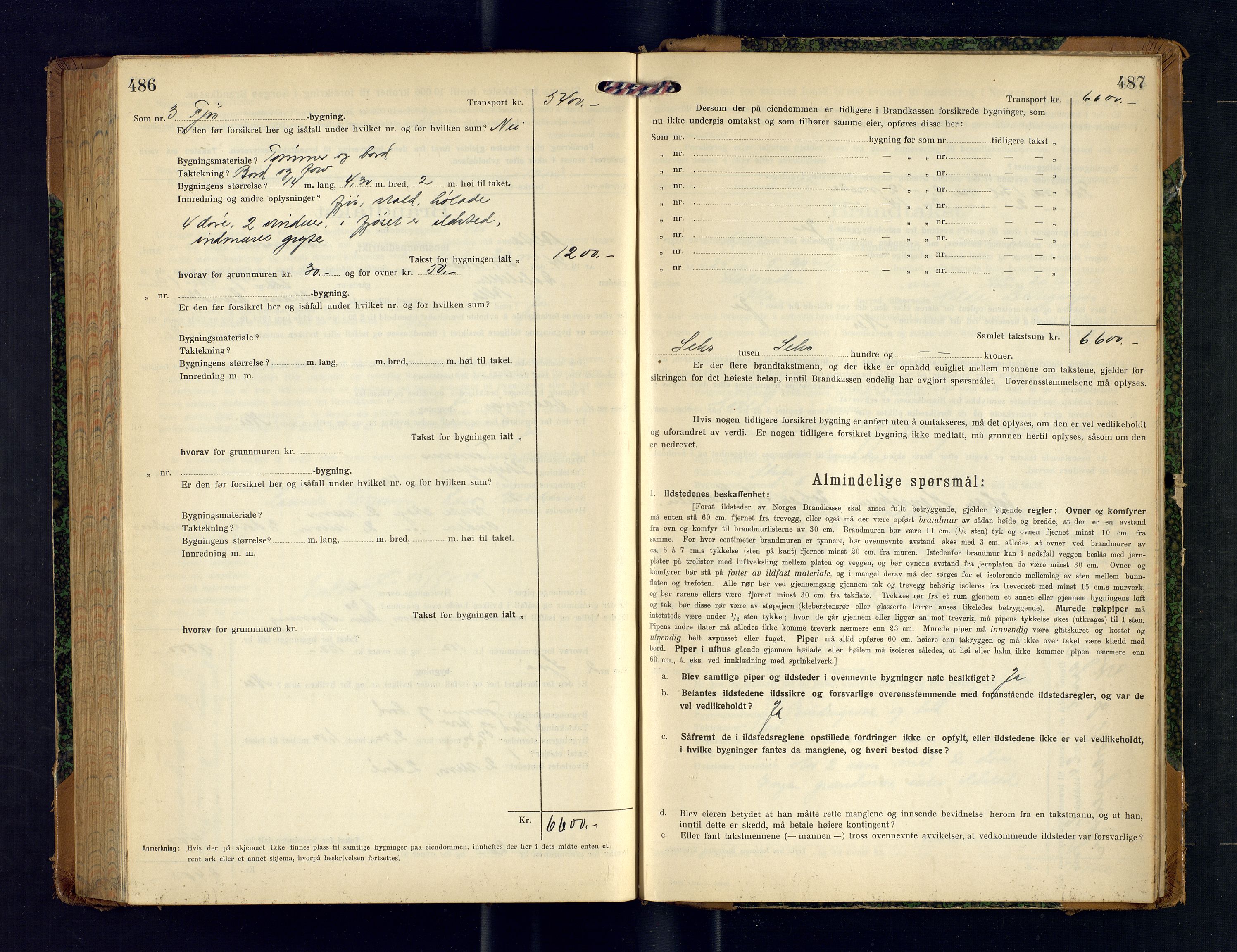 Alta lensmannskontor, AV/SATØ-S-1165/O/Ob/L0174: Branntakstprotokoll, 1921-1924, s. 486-487