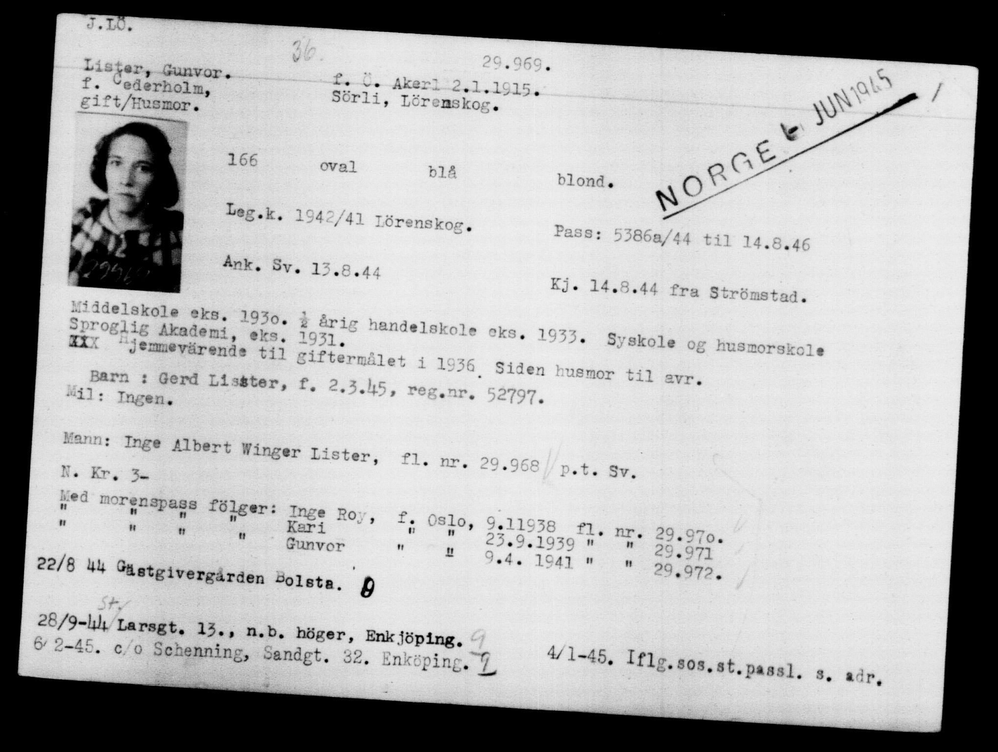 Utenriksstasjonene, Legasjonen i Stockholm, Flyktningkontoret, AV/RA-S-6753/V/Va/L0012: Kjesäterkartoteket, flyktninger med registreringsnr. 28300-31566, 1940-1945, s. 1838