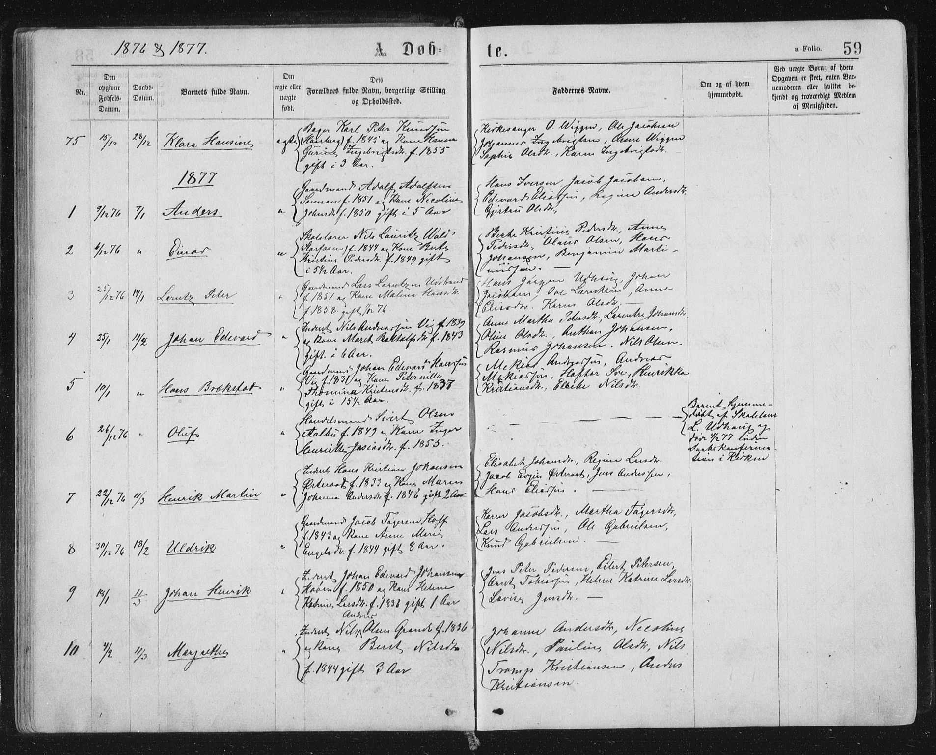 Ministerialprotokoller, klokkerbøker og fødselsregistre - Sør-Trøndelag, SAT/A-1456/659/L0745: Klokkerbok nr. 659C02, 1869-1892, s. 59