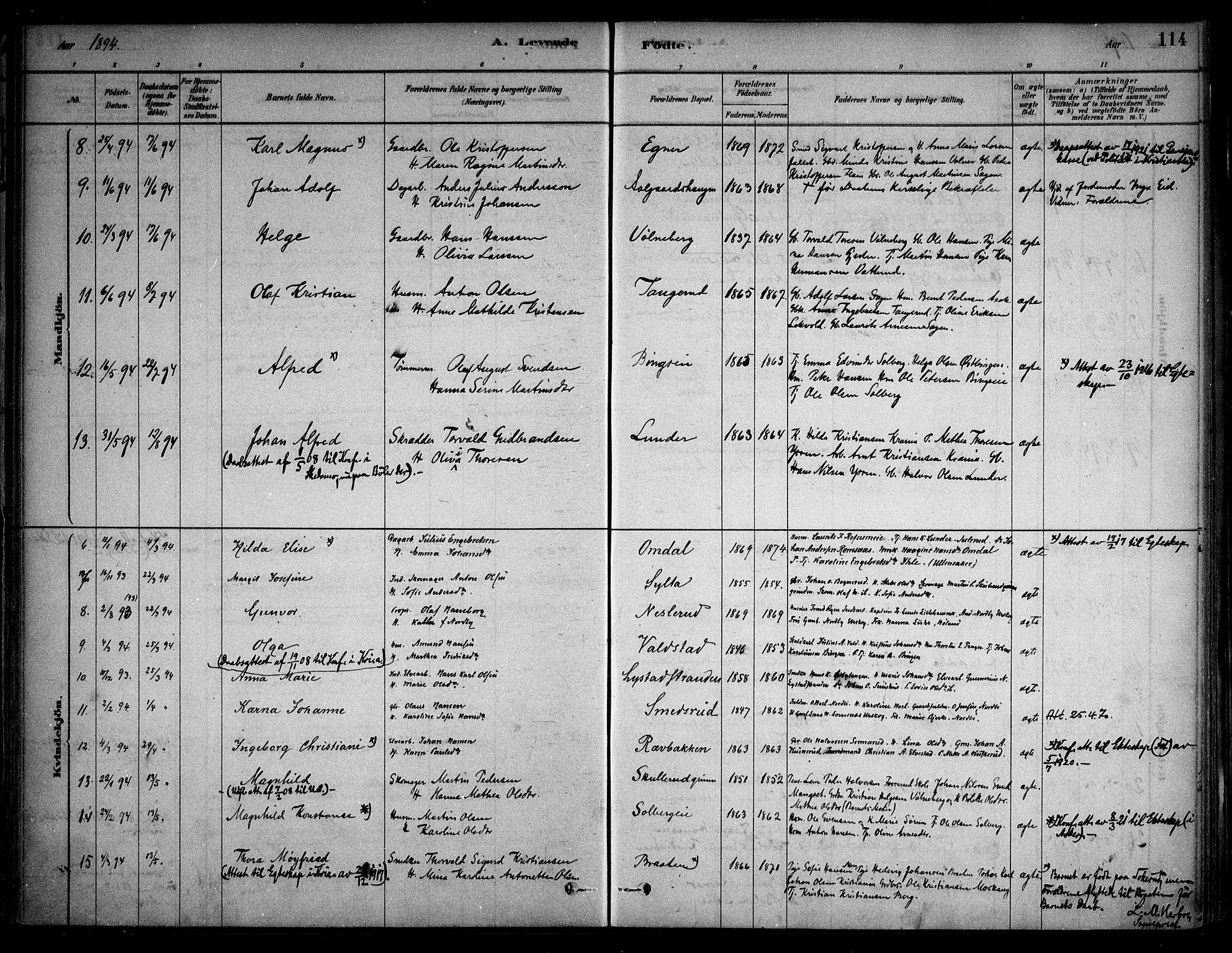 Sørum prestekontor Kirkebøker, AV/SAO-A-10303/F/Fa/L0007: Ministerialbok nr. I 7, 1878-1914, s. 114