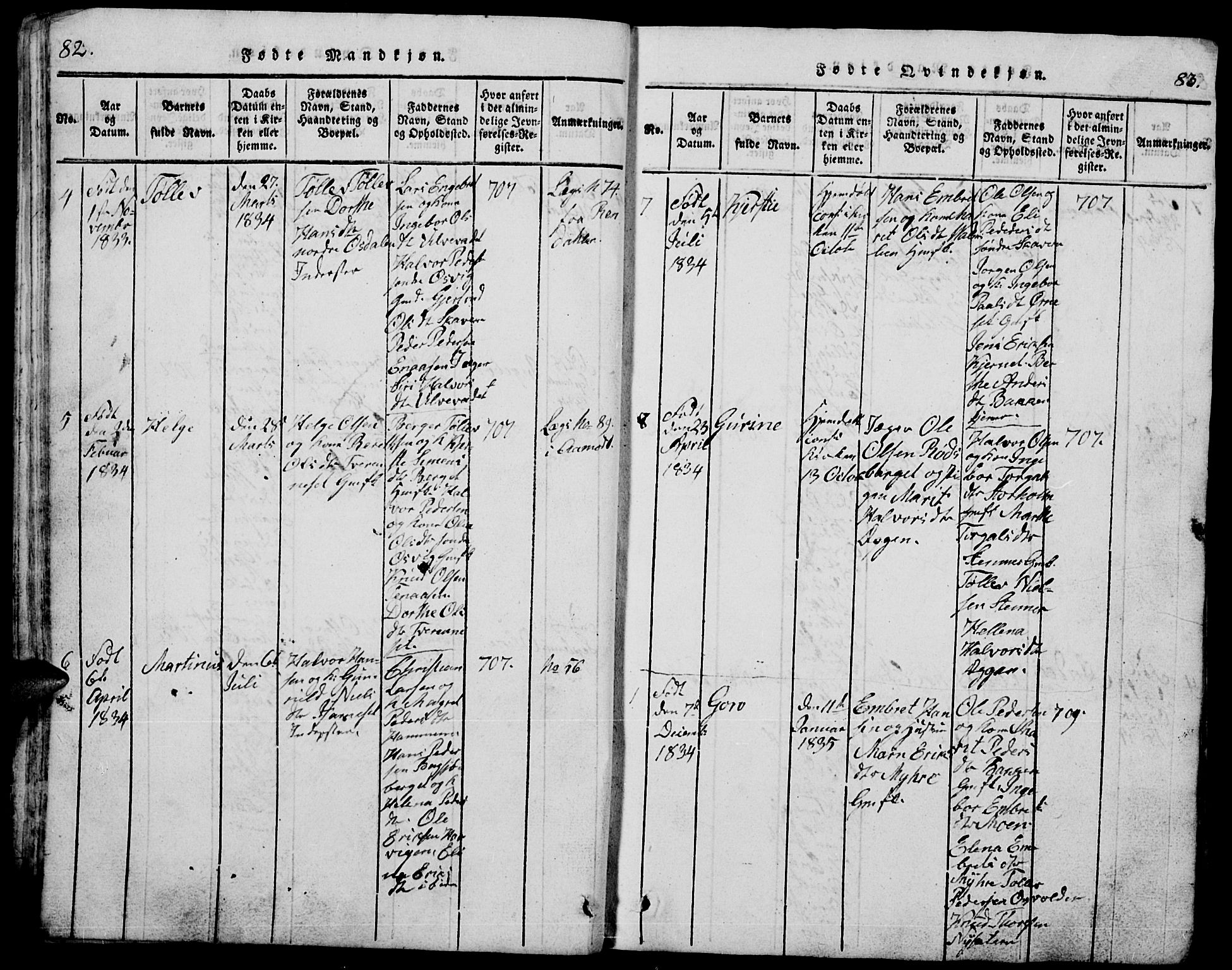 Trysil prestekontor, SAH/PREST-046/H/Ha/Hab/L0005: Klokkerbok nr. 5, 1814-1877, s. 82-83