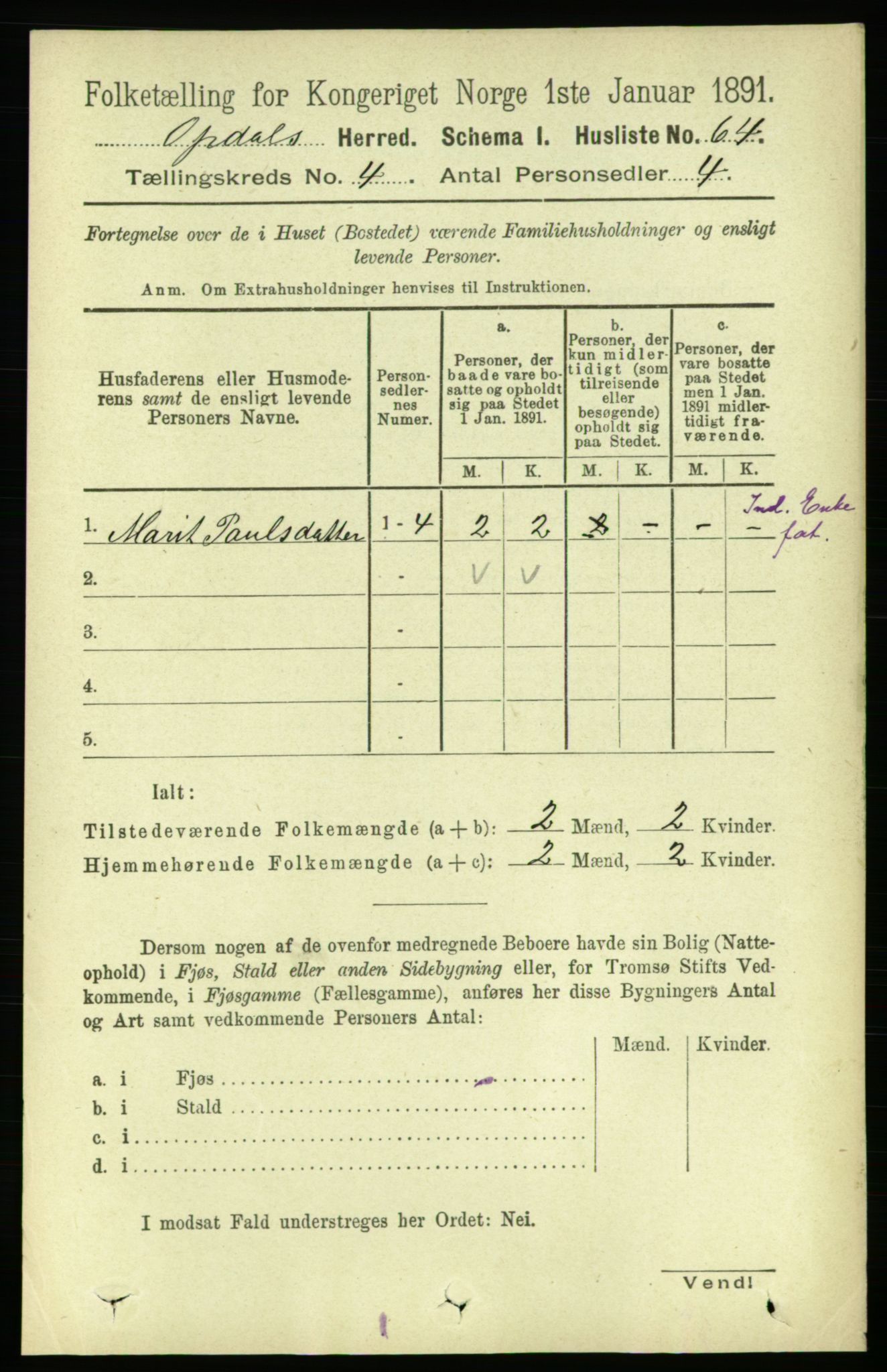 RA, Folketelling 1891 for 1634 Oppdal herred, 1891, s. 1795