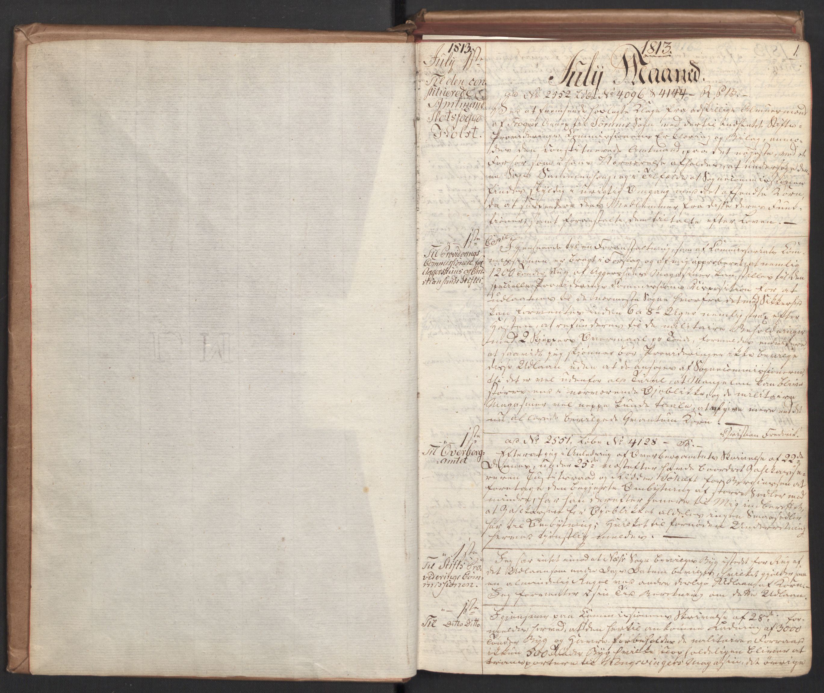 Stattholderembetet 1810-1814, 2. kontor (Kontor B), AV/RA-EA-5432/Bc/L0003: Korrespondanseprotokoll, 1813-1814, s. 1a