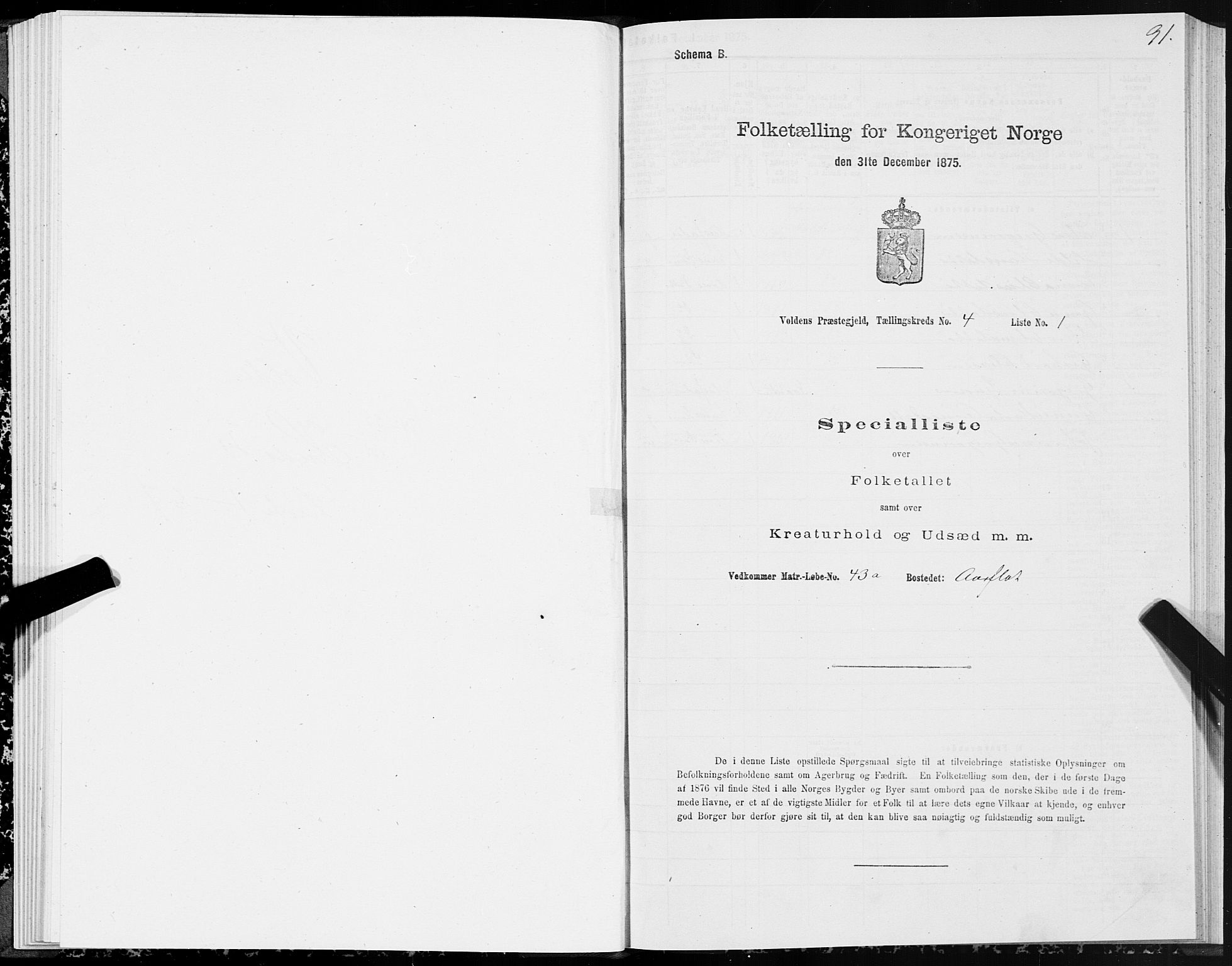 SAT, Folketelling 1875 for 1519P Volda prestegjeld, 1875, s. 3091