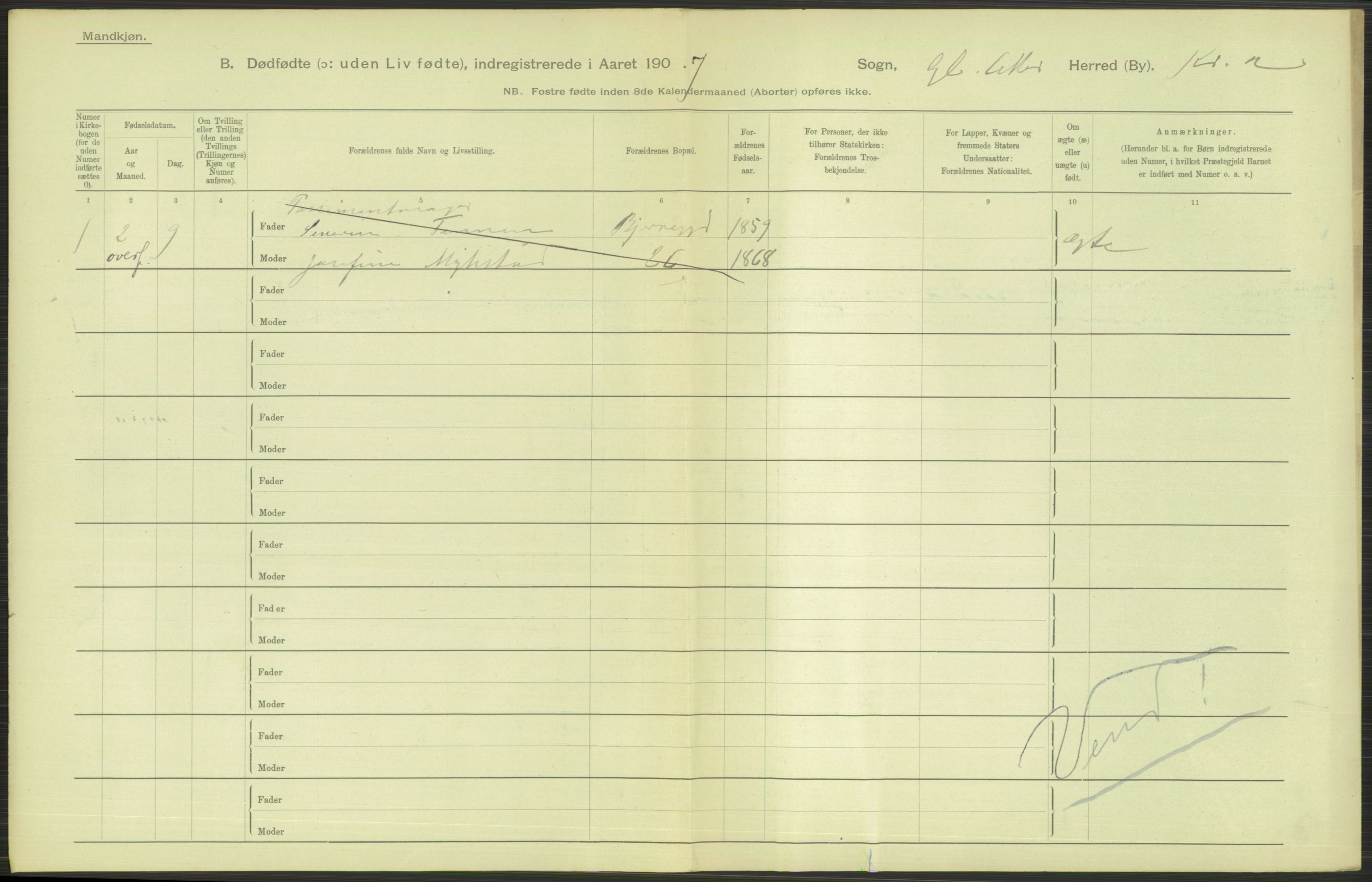 Statistisk sentralbyrå, Sosiodemografiske emner, Befolkning, AV/RA-S-2228/D/Df/Dfa/Dfae/L0010: Kristiania: Døde, dødfødte, 1907, s. 143