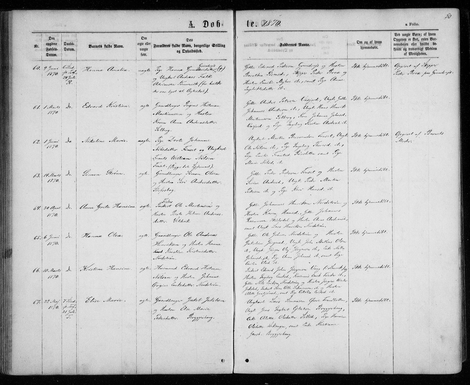 Tranøy sokneprestkontor, AV/SATØ-S-1313/I/Ia/Iaa/L0008kirke: Ministerialbok nr. 8, 1867-1877, s. 50