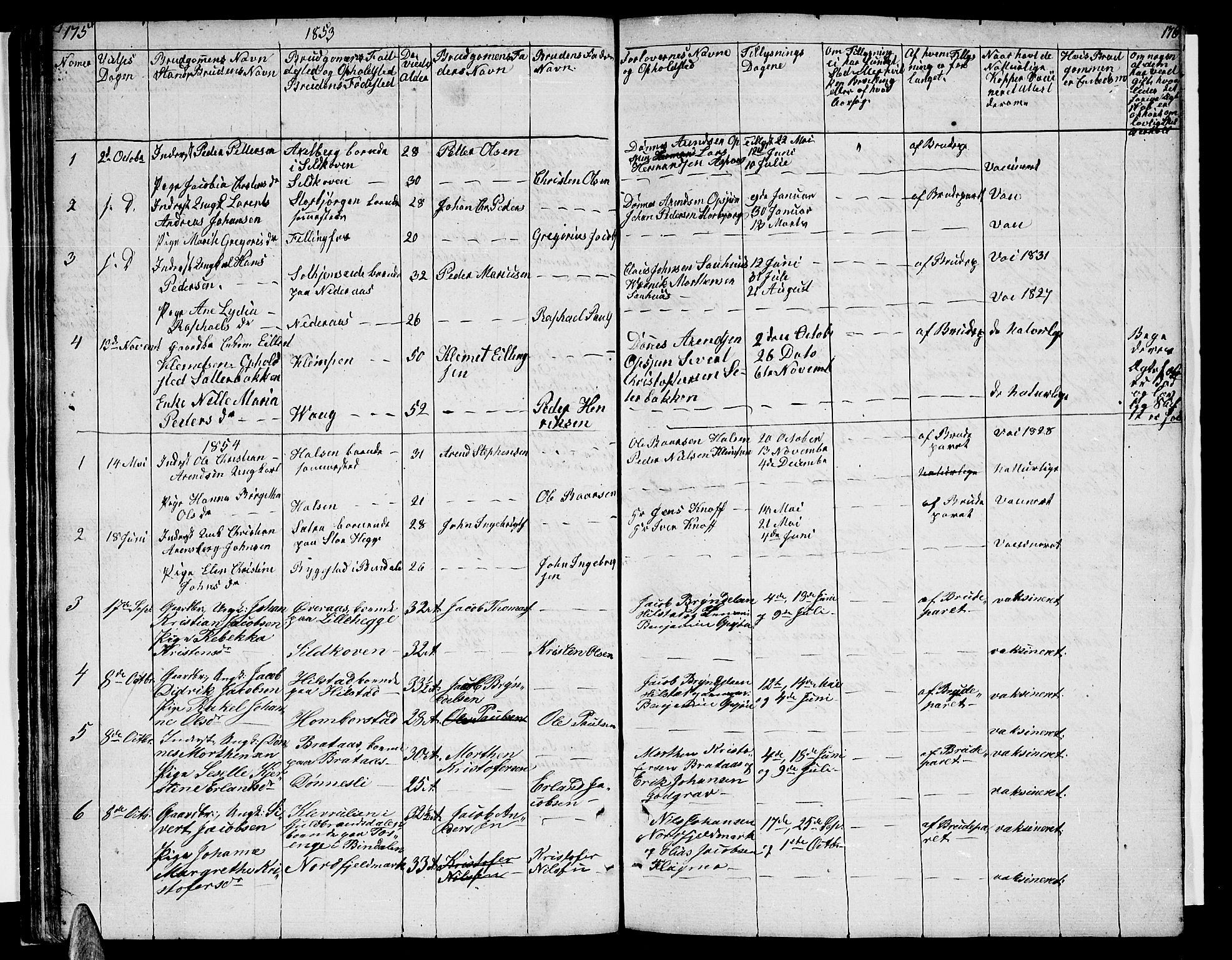 Ministerialprotokoller, klokkerbøker og fødselsregistre - Nordland, AV/SAT-A-1459/814/L0228: Klokkerbok nr. 814C01, 1838-1858, s. 175-176