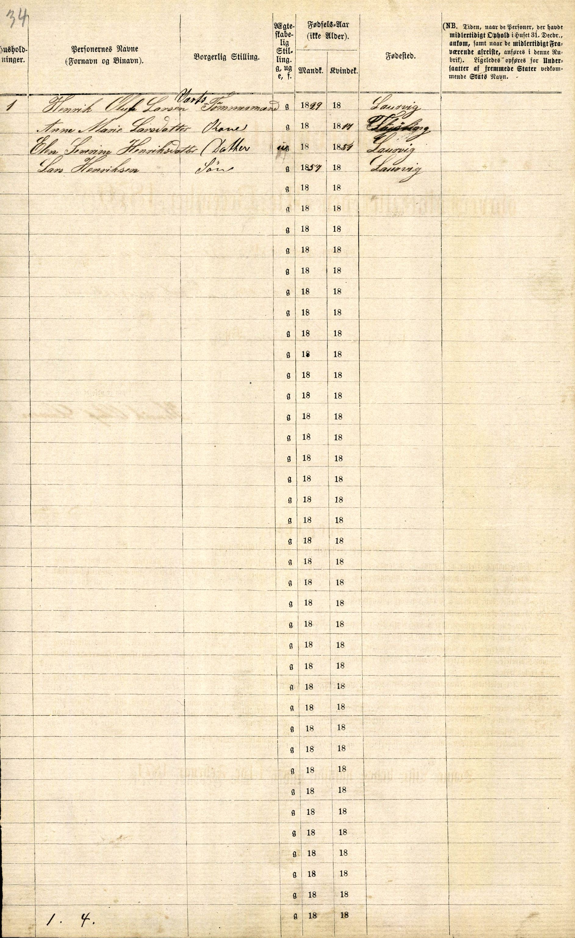 RA, Folketelling 1870 for 0707 Larvik kjøpstad, 1870, s. 1290