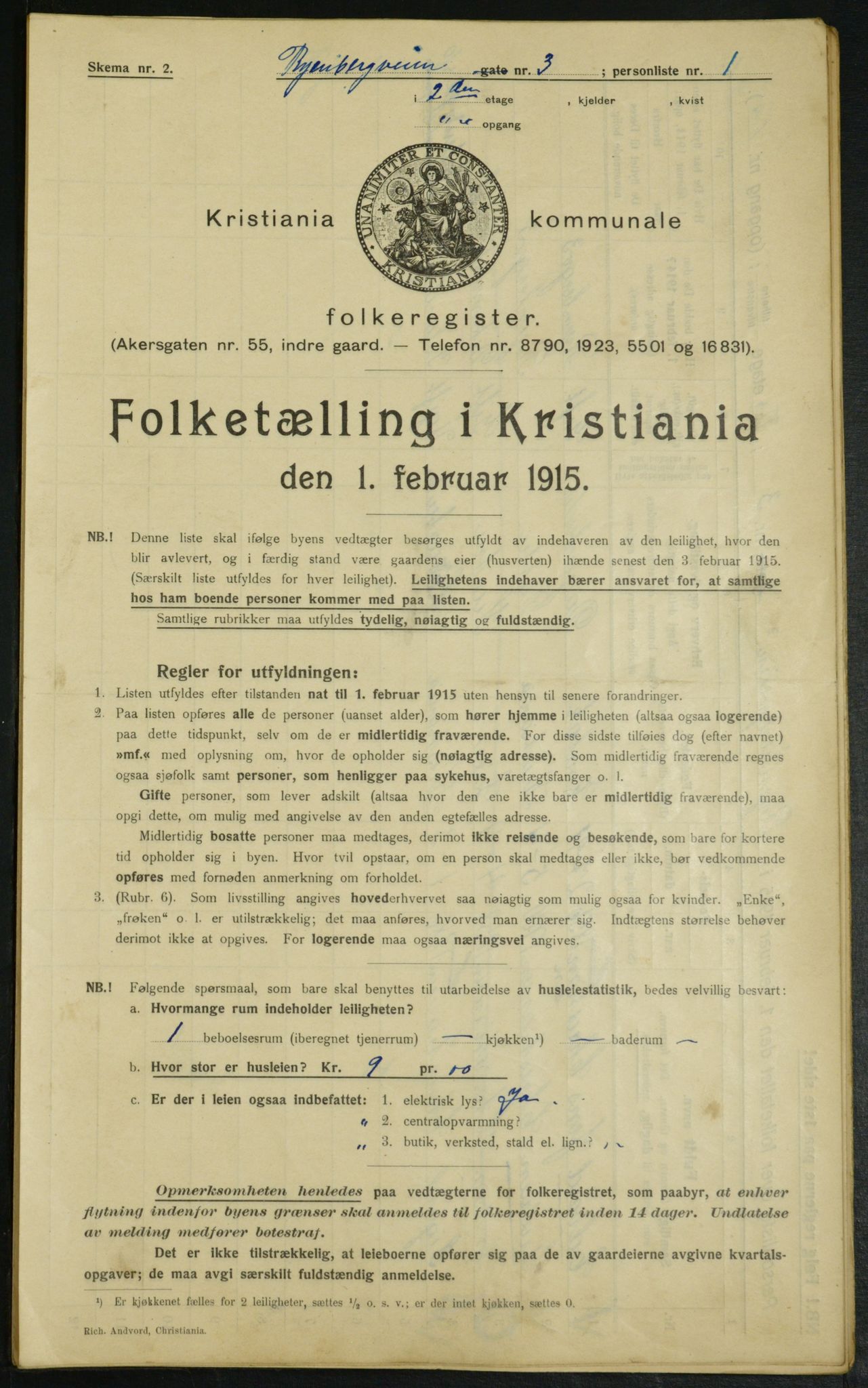 OBA, Kommunal folketelling 1.2.1915 for Kristiania, 1915, s. 85314