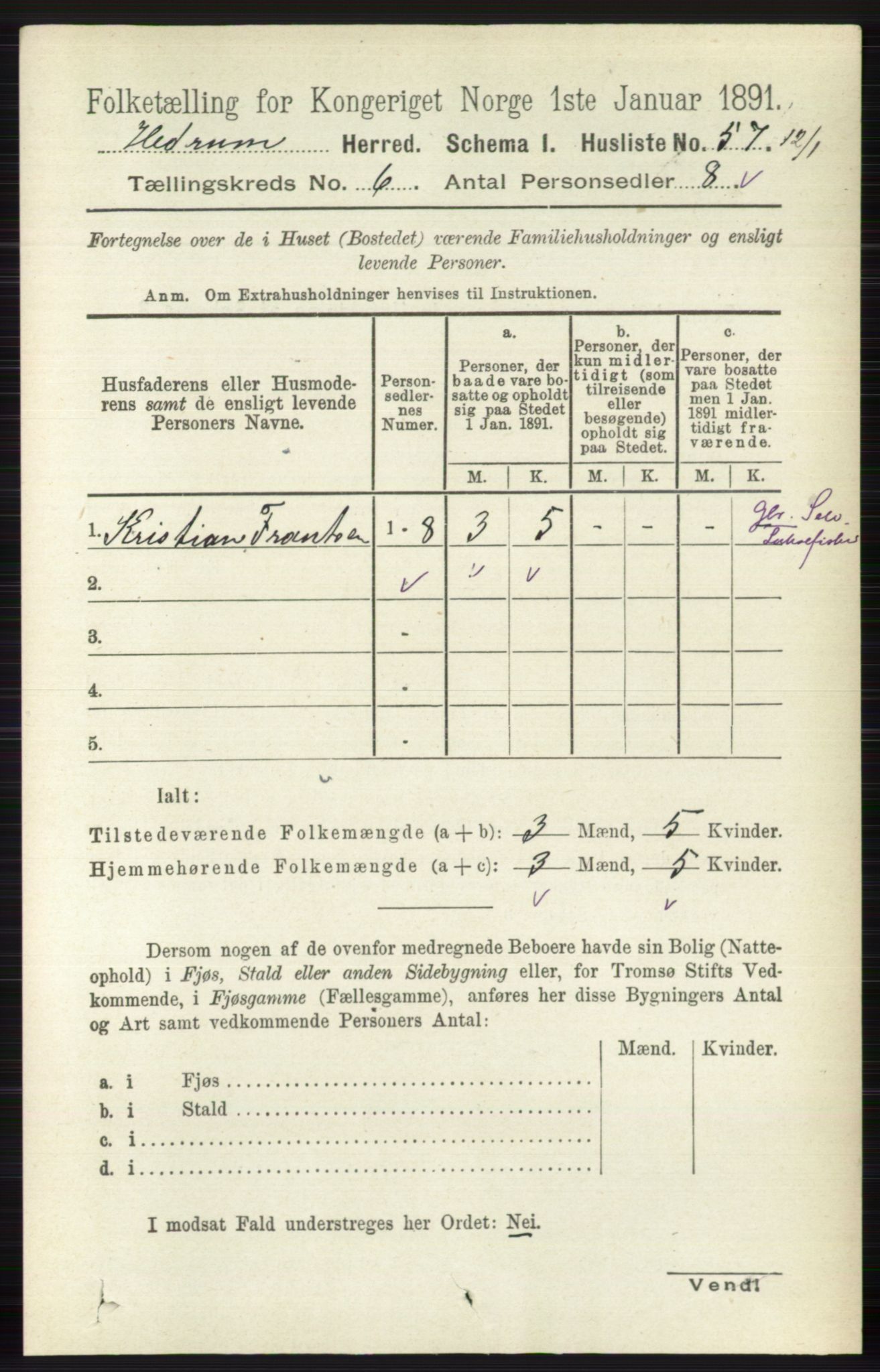 RA, Folketelling 1891 for 0727 Hedrum herred, 1891, s. 2533