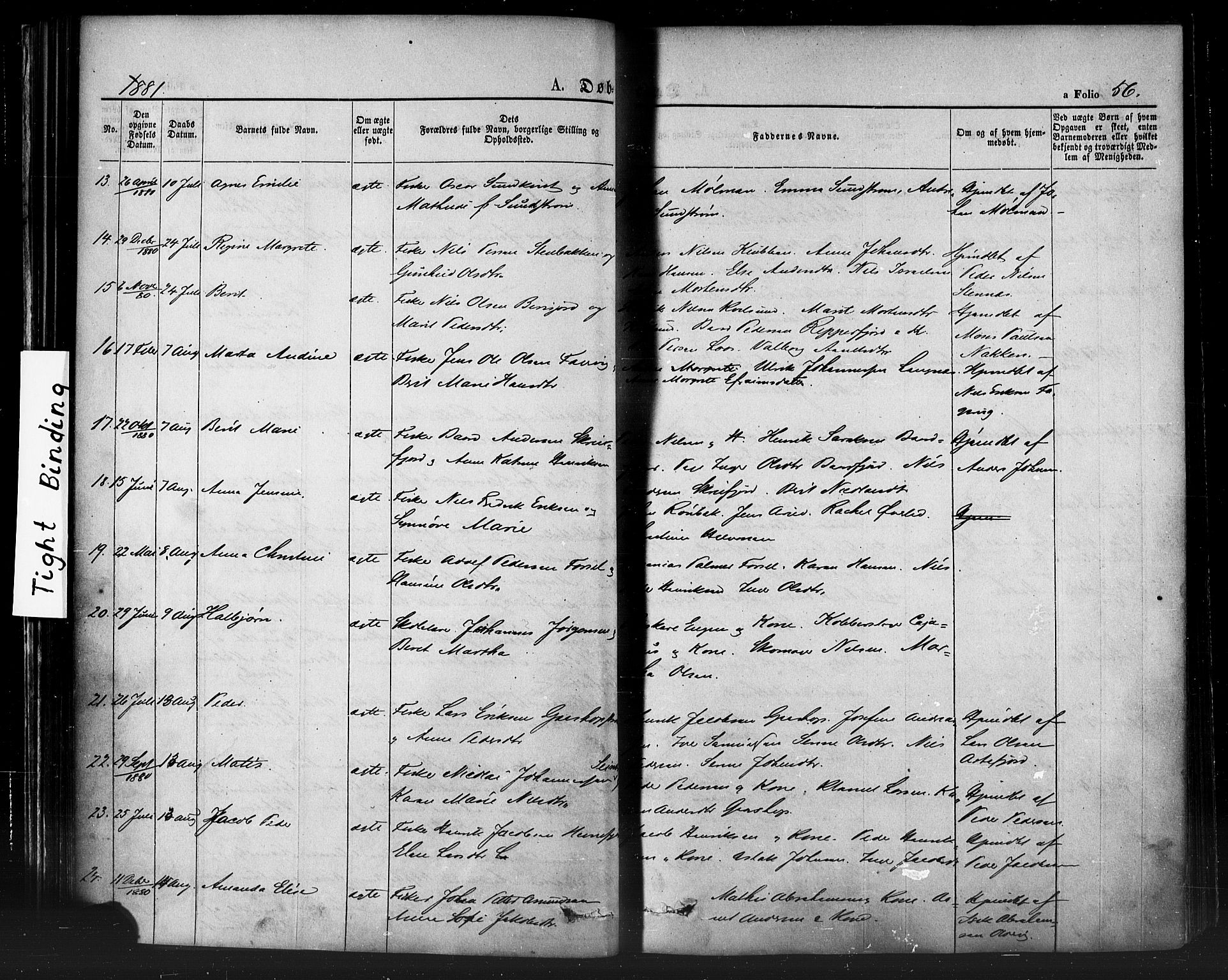 Hammerfest sokneprestkontor, AV/SATØ-S-1347/H/Ha/L0007.kirke: Ministerialbok nr. 7, 1869-1884, s. 56