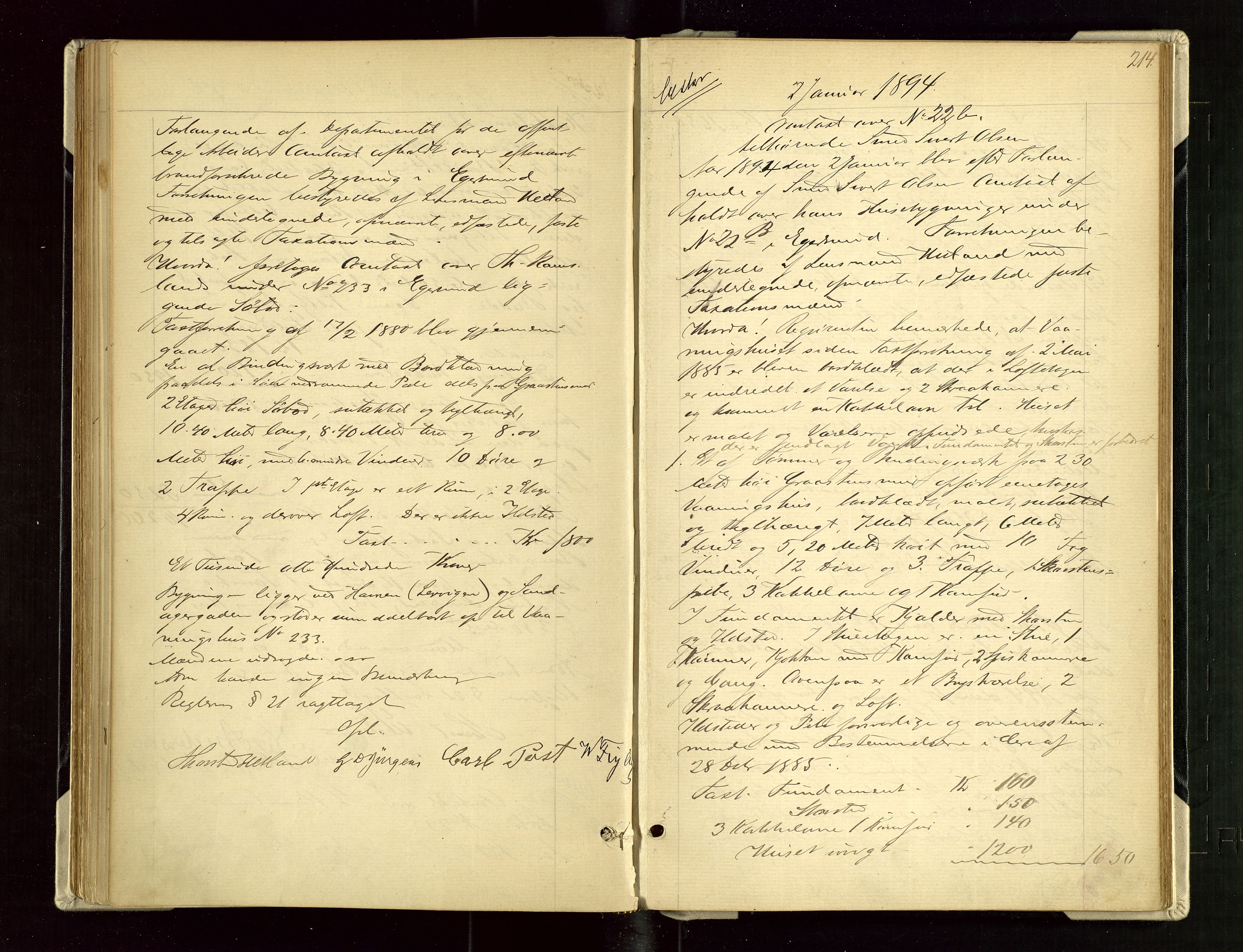 Eigersund lensmannskontor, AV/SAST-A-100171/God/L0004: "Brandtaxationsprotokol", 1886-1895, s. 213b-214a