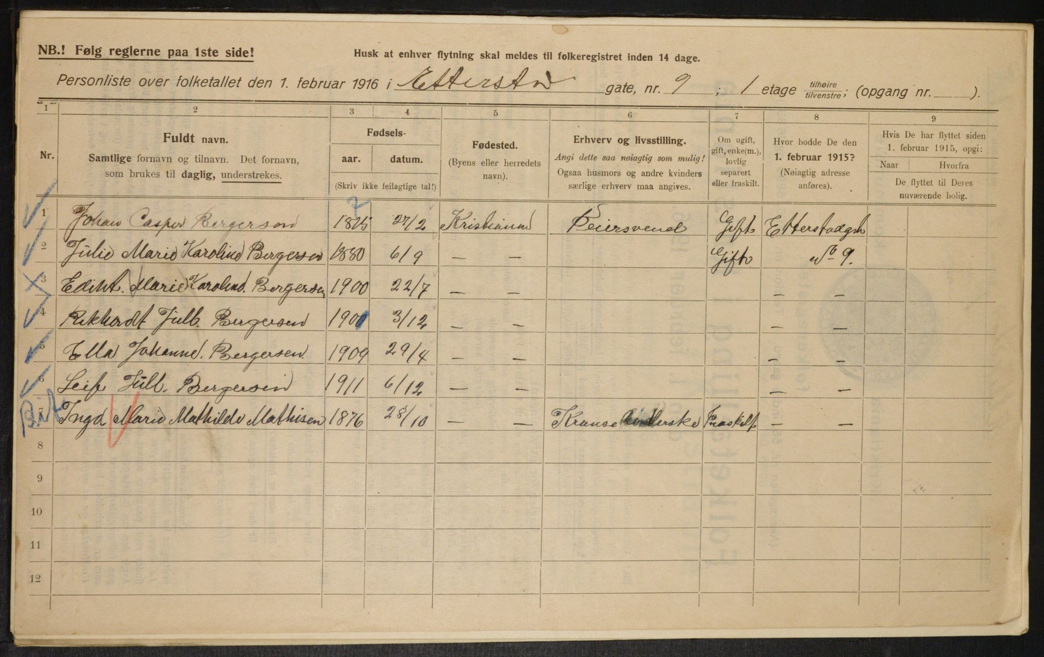 OBA, Kommunal folketelling 1.2.1916 for Kristiania, 1916, s. 22741