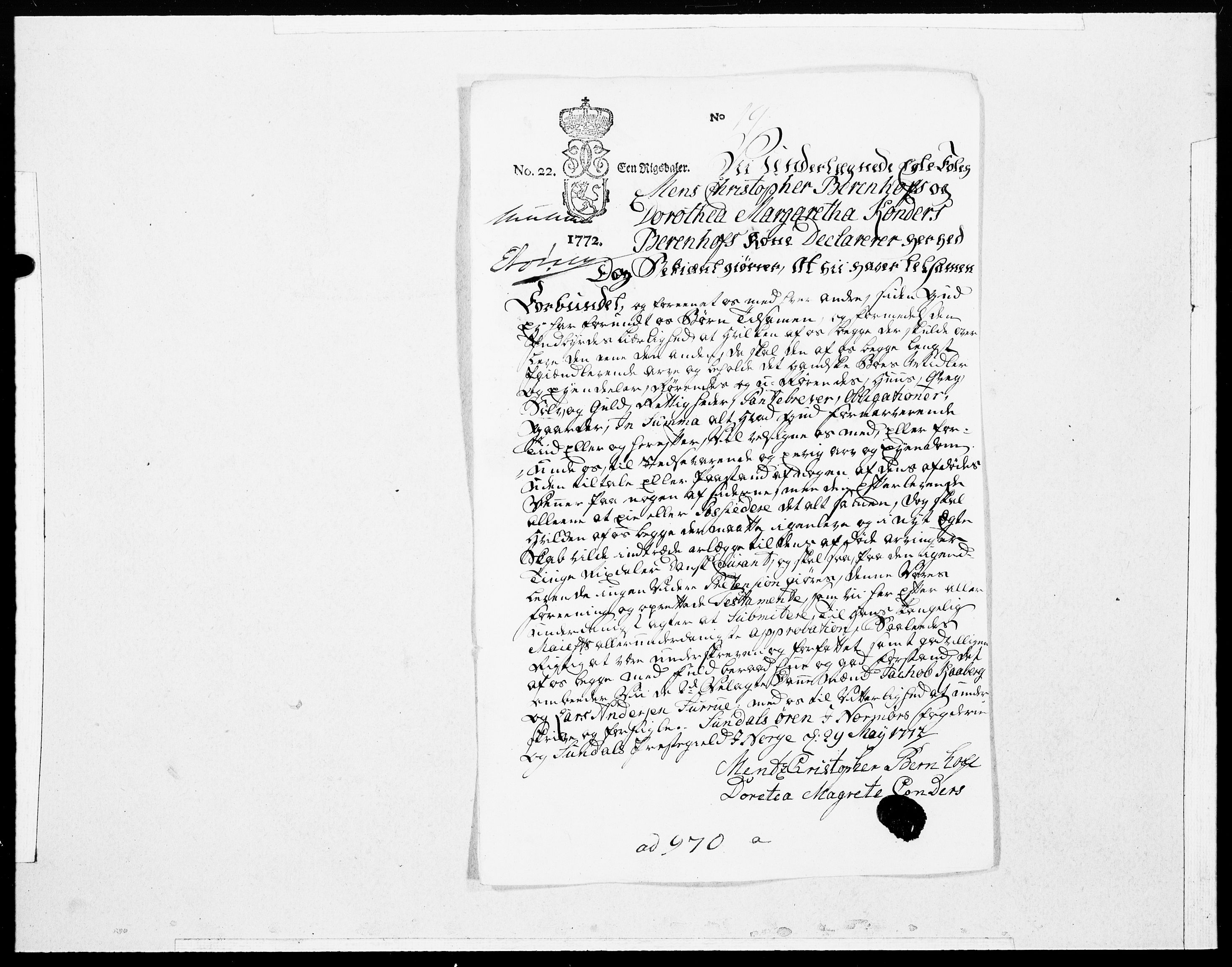 Danske Kanselli 1572-1799, AV/RA-EA-3023/F/Fc/Fcc/Fcca/L0207: Norske innlegg 1572-1799, 1772, s. 86