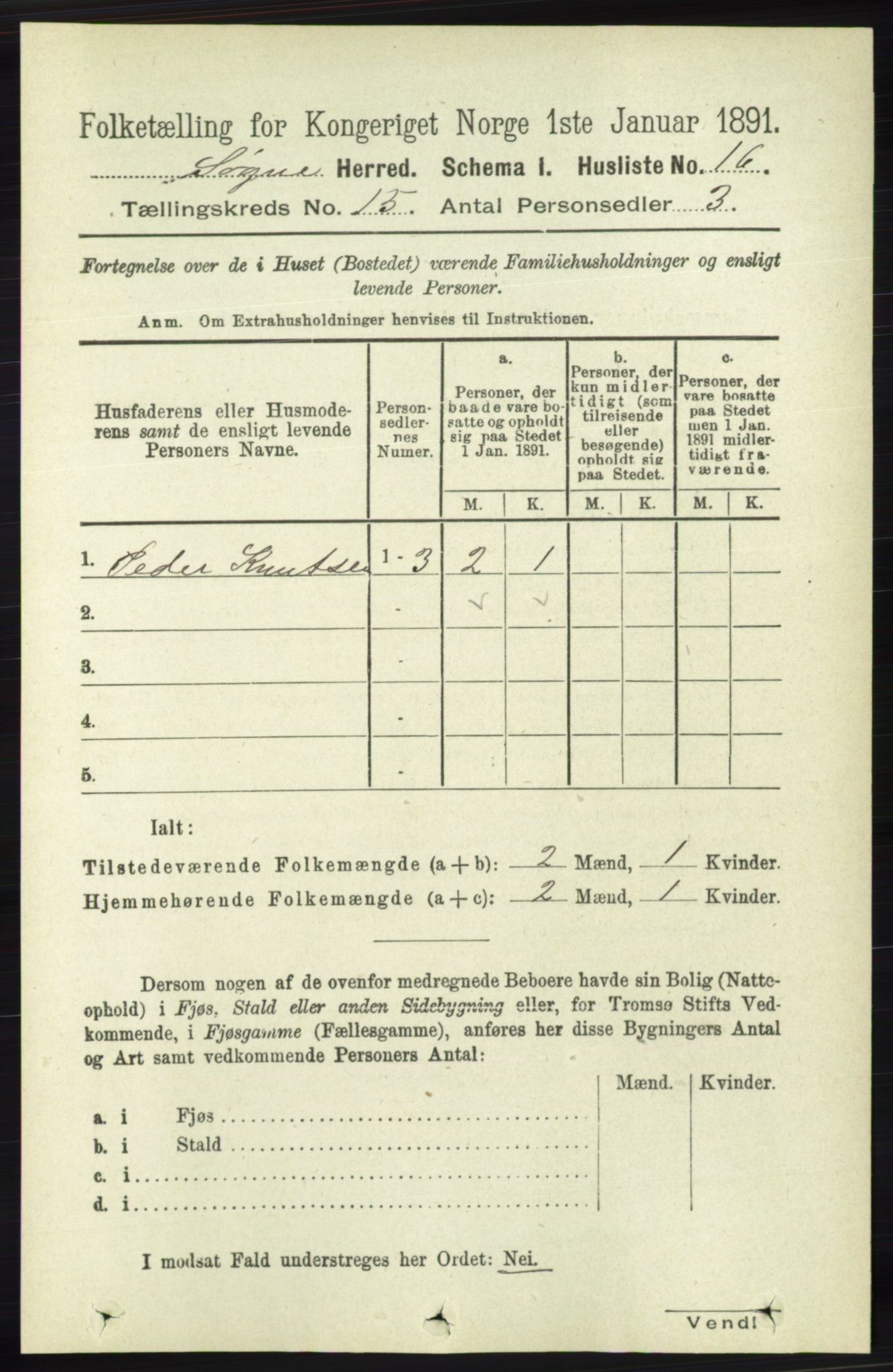 RA, Folketelling 1891 for 1018 Søgne herred, 1891, s. 3813
