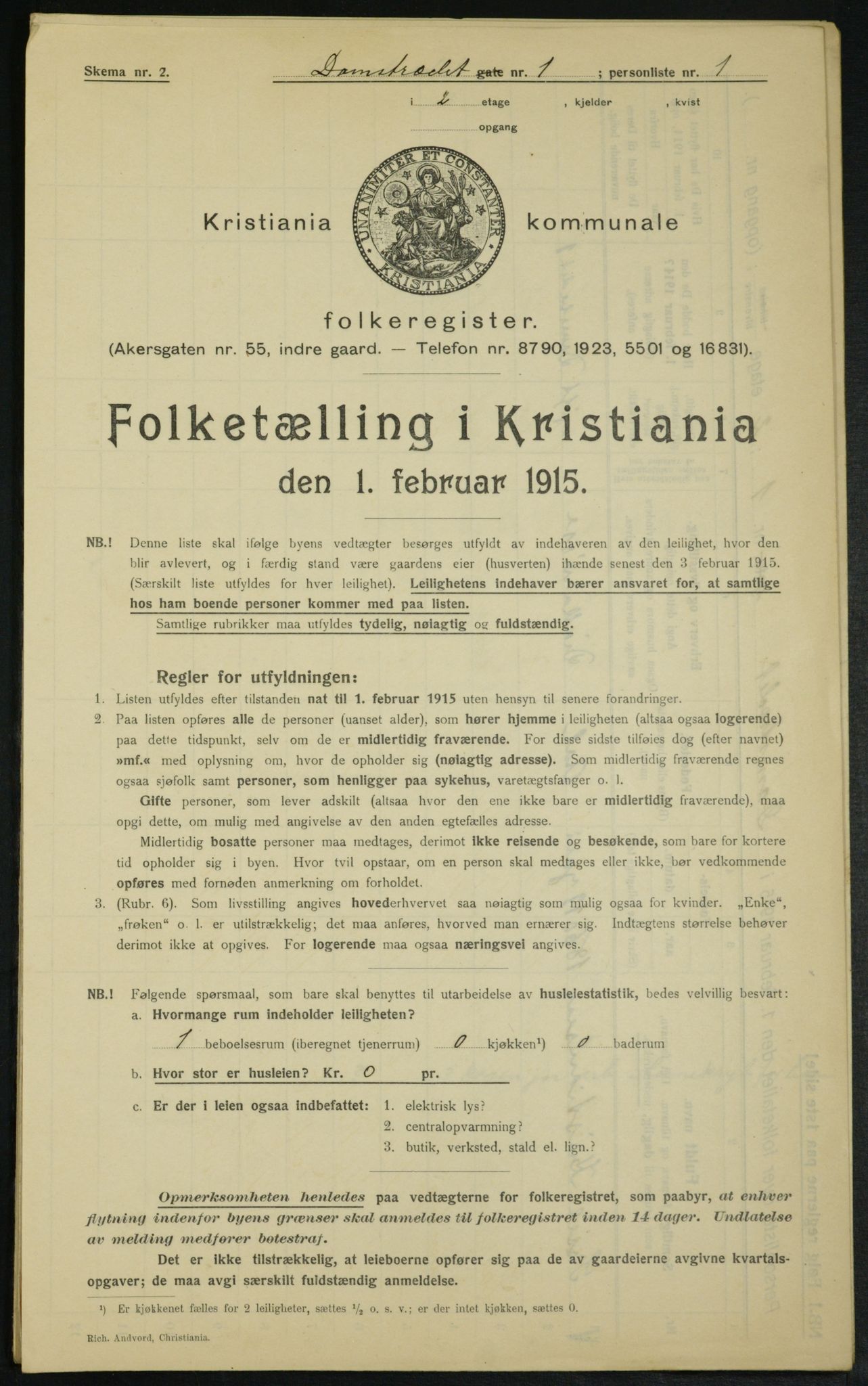 OBA, Kommunal folketelling 1.2.1915 for Kristiania, 1915, s. 14374