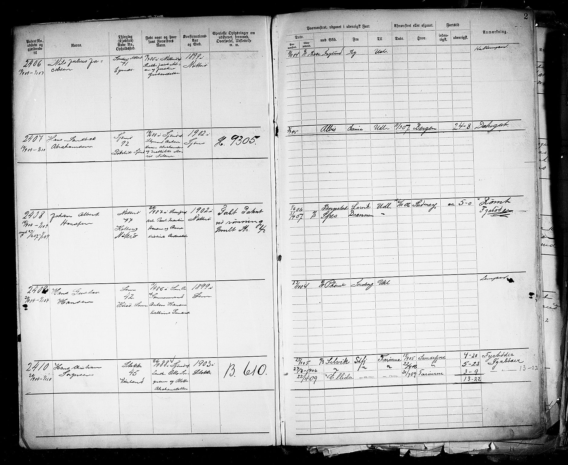 Tønsberg innrulleringskontor, AV/SAKO-A-786/F/Fb/L0005: Annotasjonsrulle Patent nr. 2401-4080, 1904-1910, s. 5