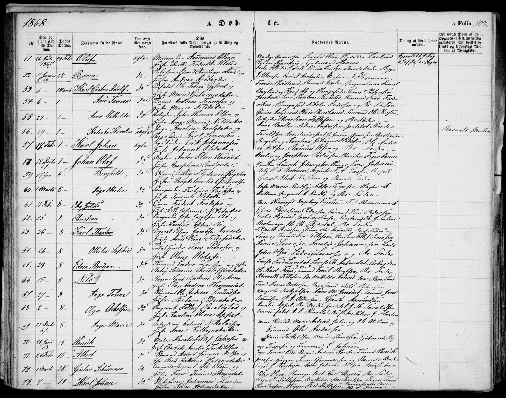Kristiansand domprosti, AV/SAK-1112-0006/F/Fb/L0012: Klokkerbok nr. B 12, 1861-1870, s. 103