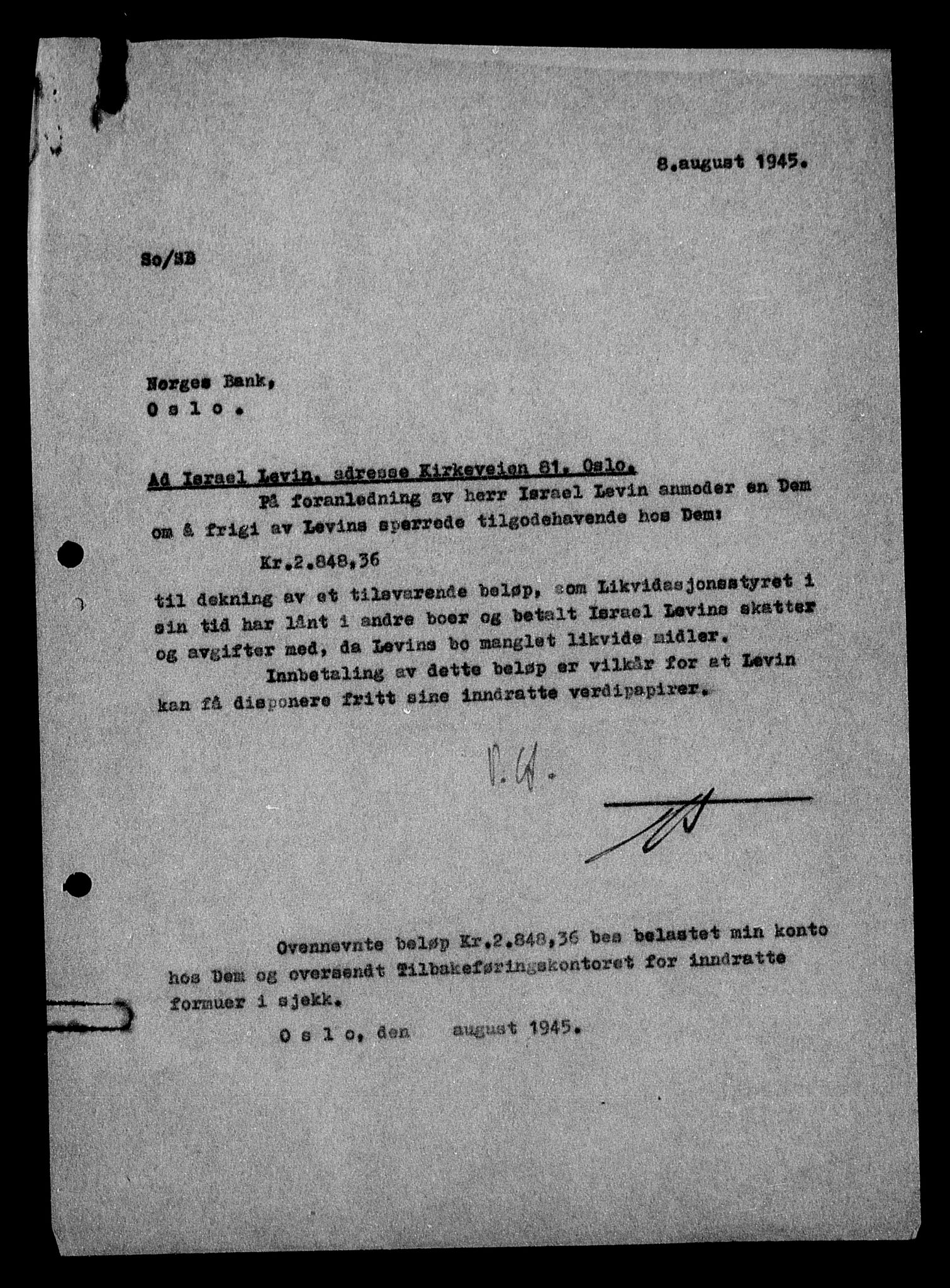 Justisdepartementet, Tilbakeføringskontoret for inndratte formuer, AV/RA-S-1564/H/Hc/Hcc/L0957: --, 1945-1947, s. 178