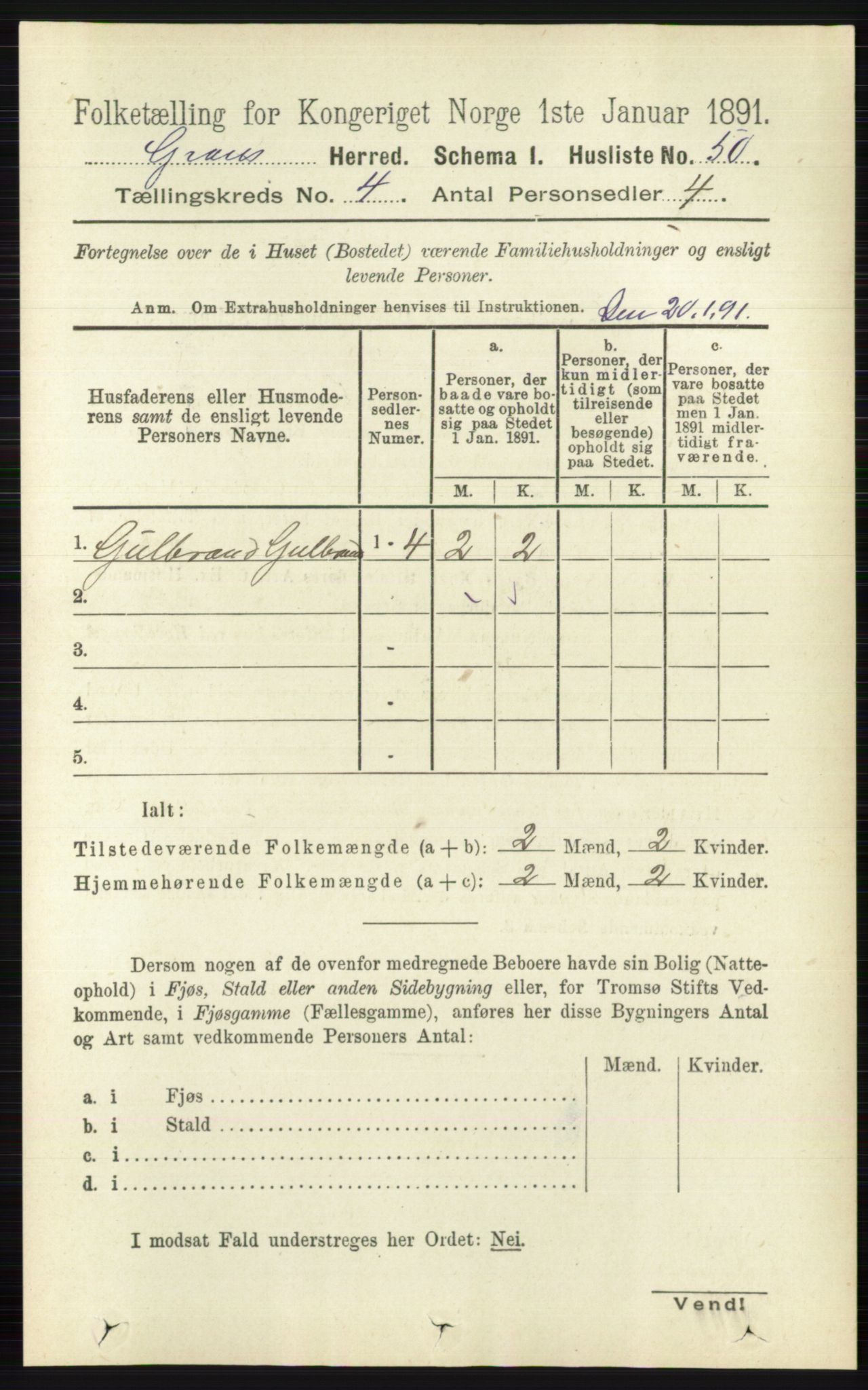 RA, Folketelling 1891 for 0534 Gran herred, 1891, s. 1141