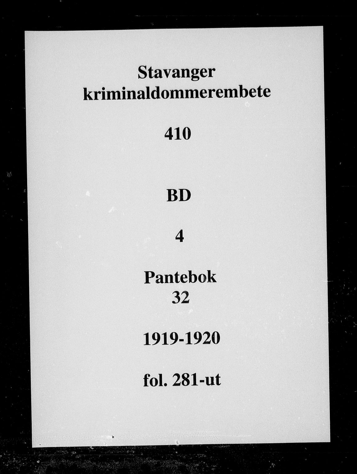 Stavanger kriminaldommer, SAST/A-101414/004/4/41/410BD/L0004: Pantebok nr. 32b, 1919-1920